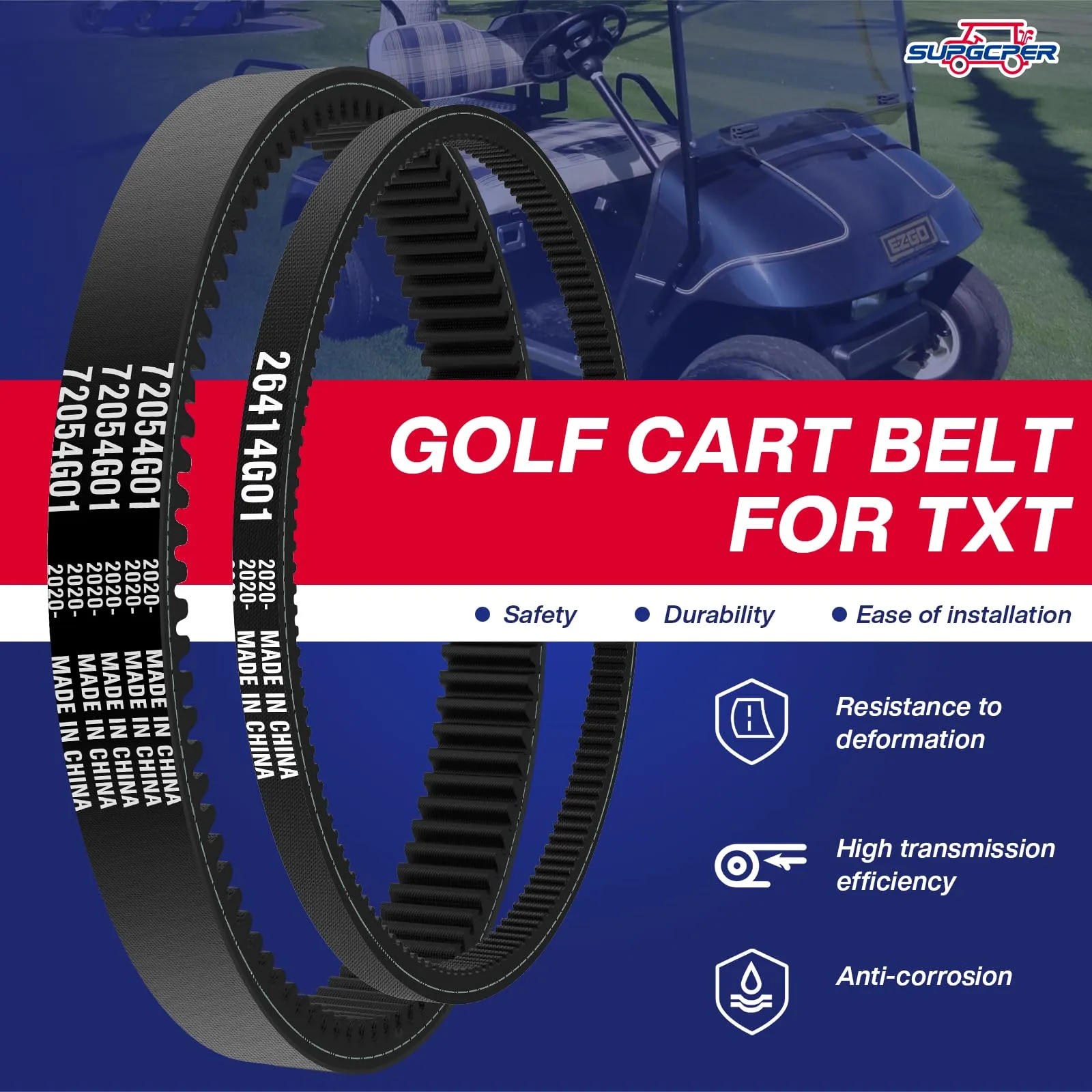 SUPGCPER E-Z-GO TXT Drive and Starter Belt Kit image 3