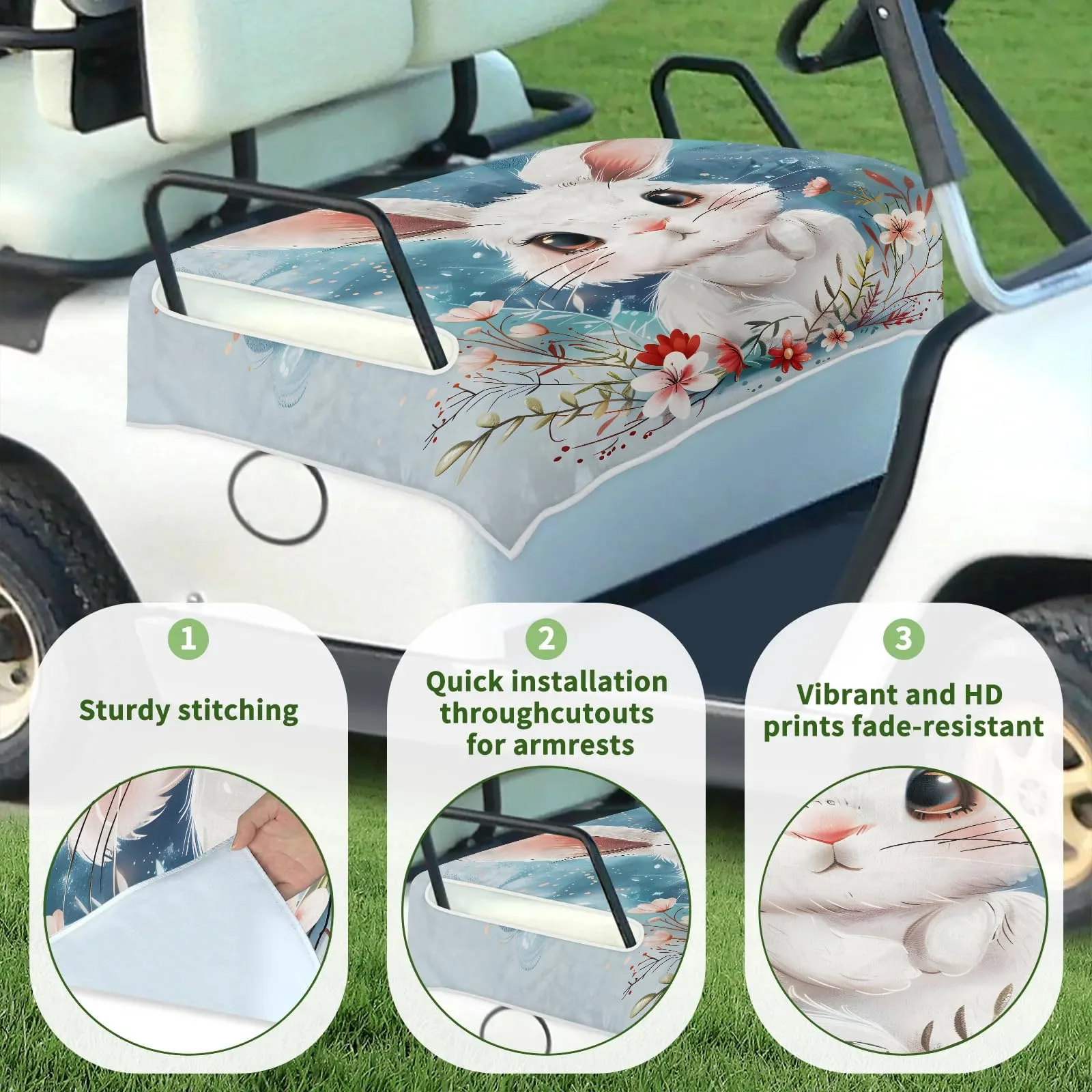 Tiveruda Golf Cart Seat Cover Blanket for Double Seats image 3