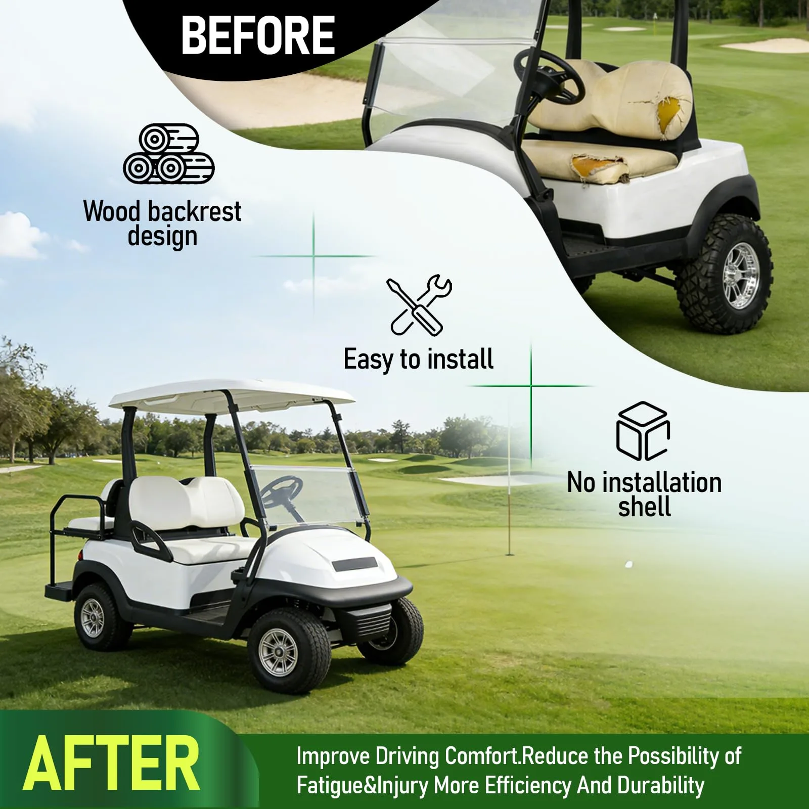 WUTIST GO-5252 Seat Handle for Club Car Golf Carts image 4