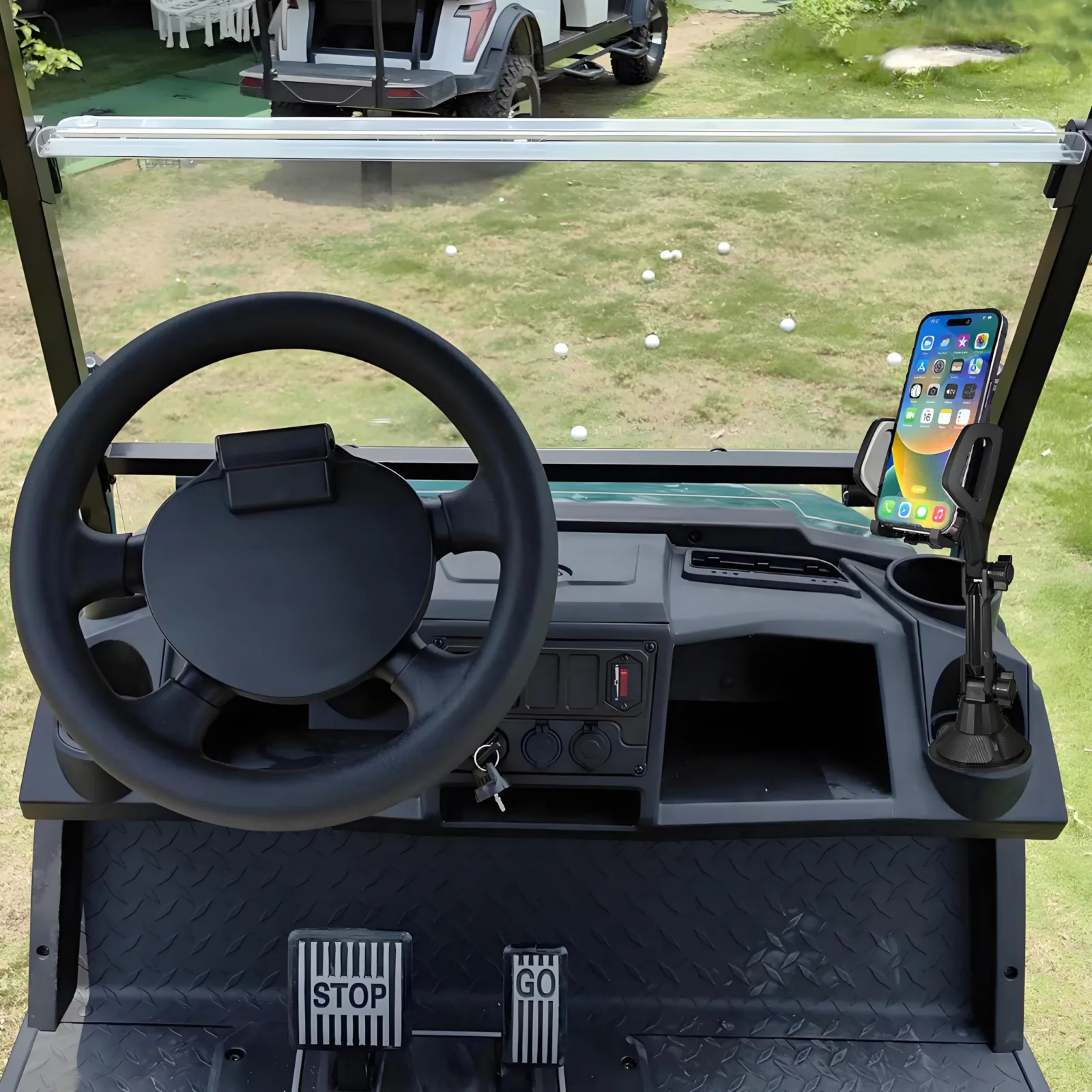 WLOOD Adjustable Golf Cart Cup Holder Phone Mount image 2