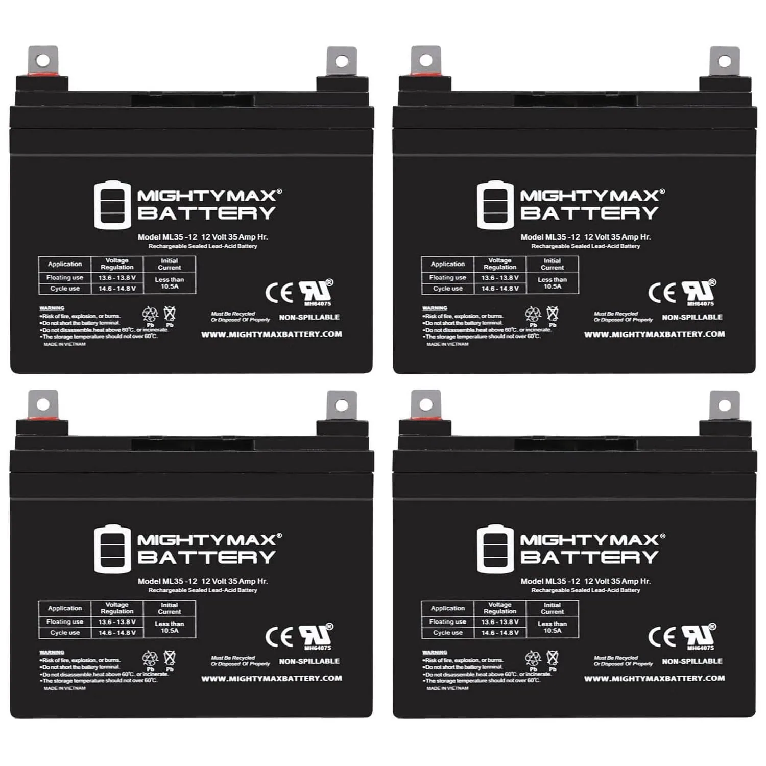 Mighty Max ML35-12 12V 35Ah SLA Battery Pack (4)
