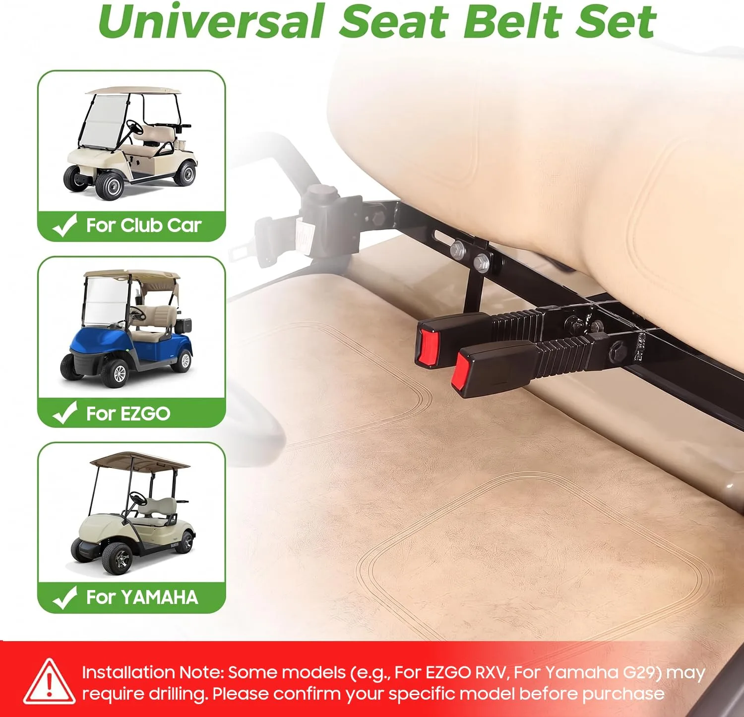 Universal Golf Cart Seat Belt Kit for Yamaha Club Car E-Z-GO image 4