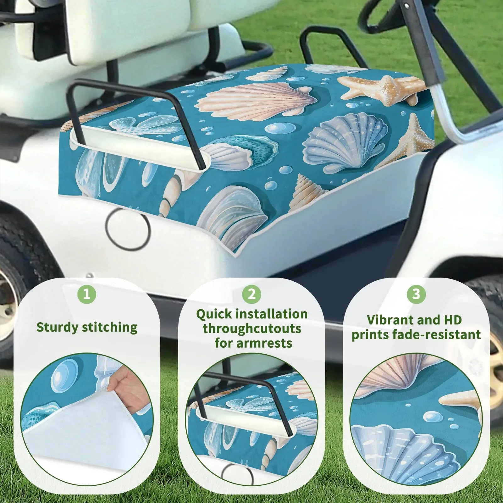 Tiveruda Golf Cart Seat Cover for Double Seats 51 x 31 in image 3