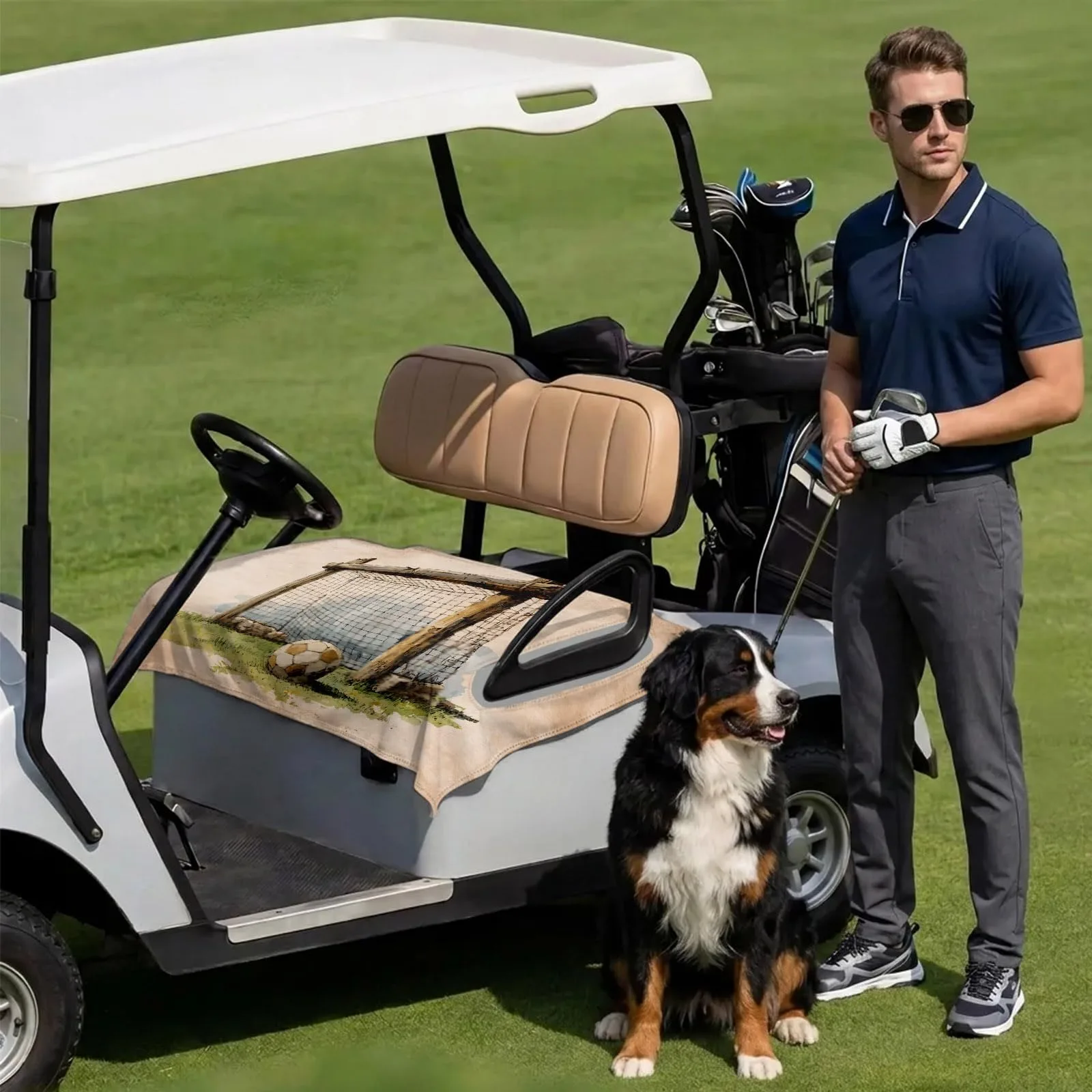 DecorLovee Brown Soccer Golf Cart Seat Cover 51 x 31 in image 3