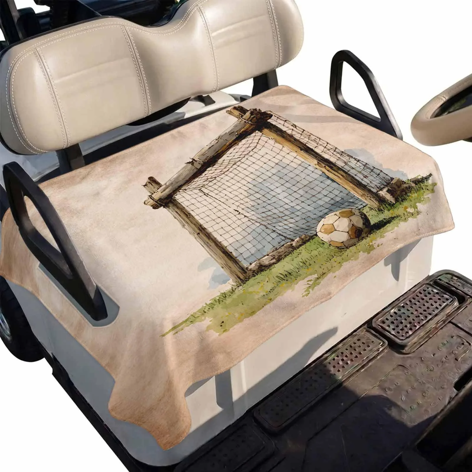 DecorLovee Brown Soccer Golf Cart Seat Cover 51 x 31 in