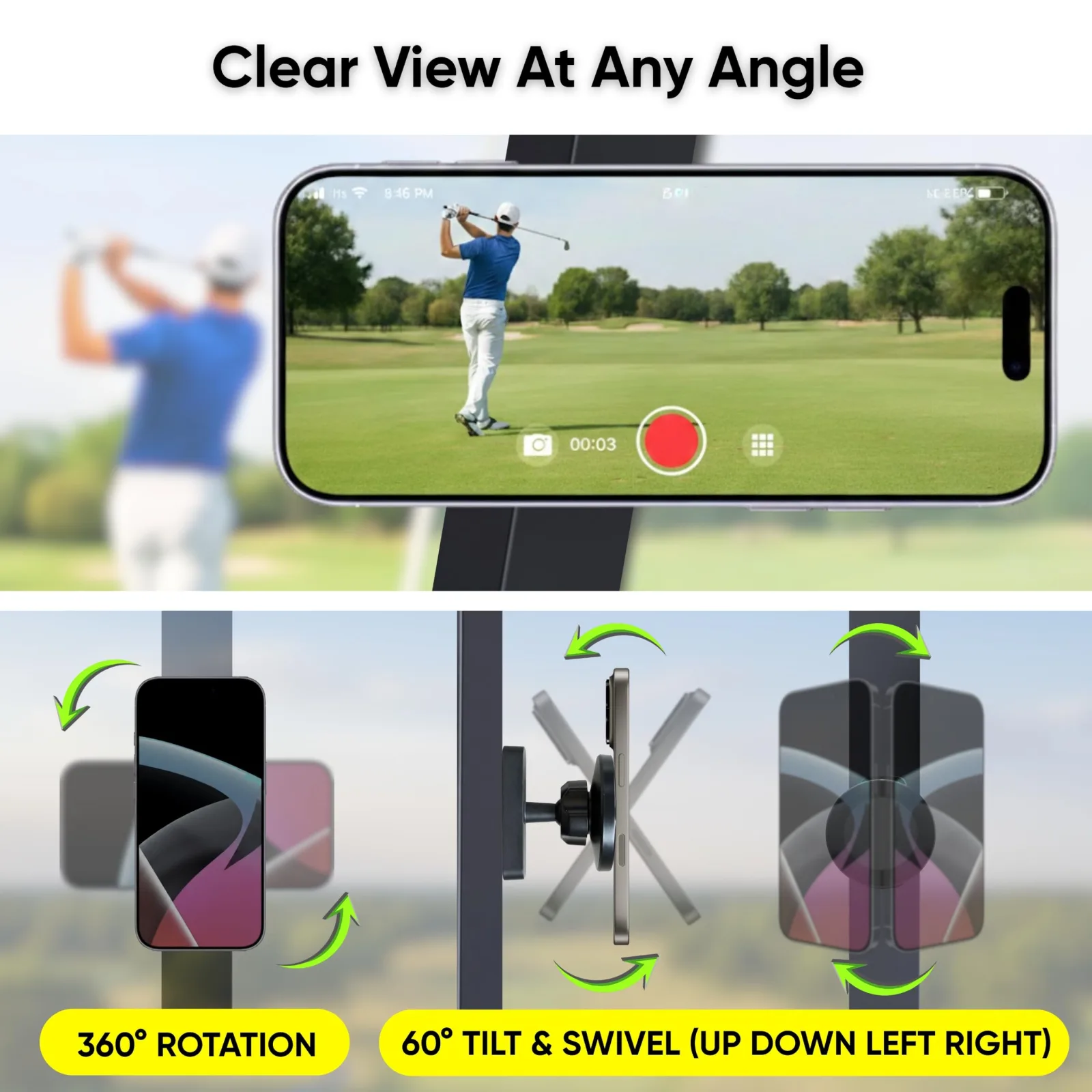FLYTD Magnetic MagSafe Phone Mount for Golf Carts - FLYTD-CJ-MNT-BLK0001 image 4
