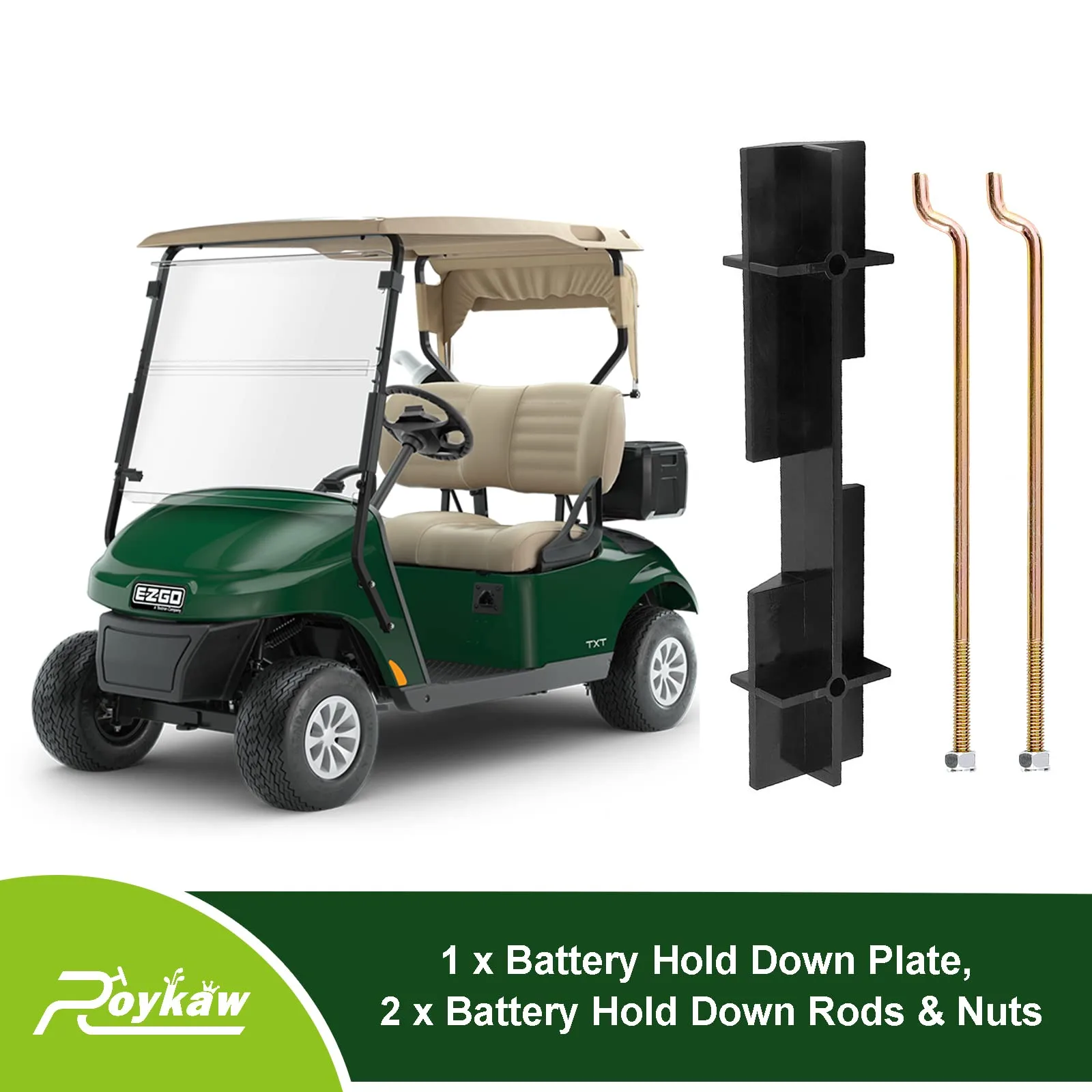 Roykaw E-Z-GO Battery Hold-Down Plate and Rod Kit image 3