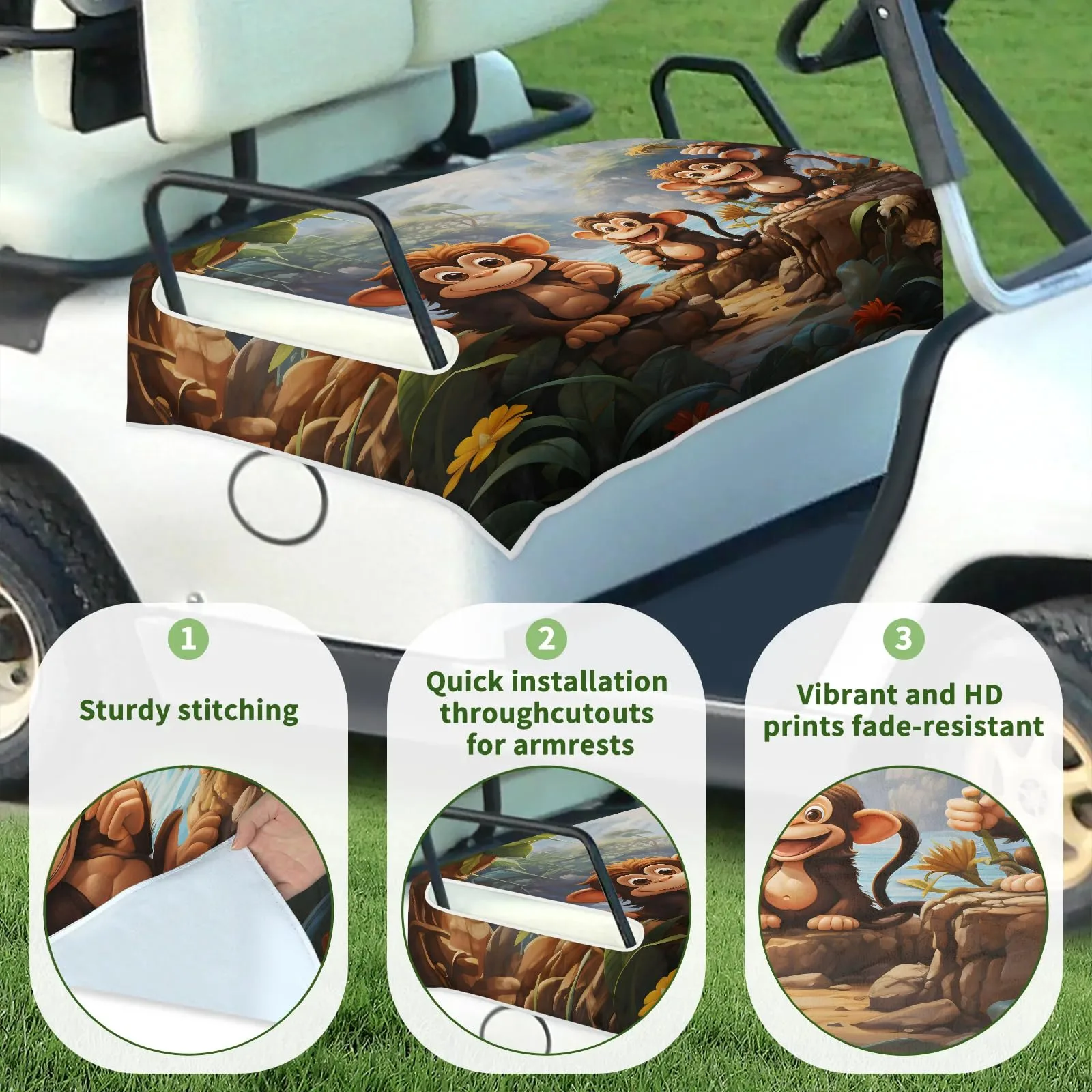 Tiveruda Golf Cart Seat Cover for Double Seats image 3