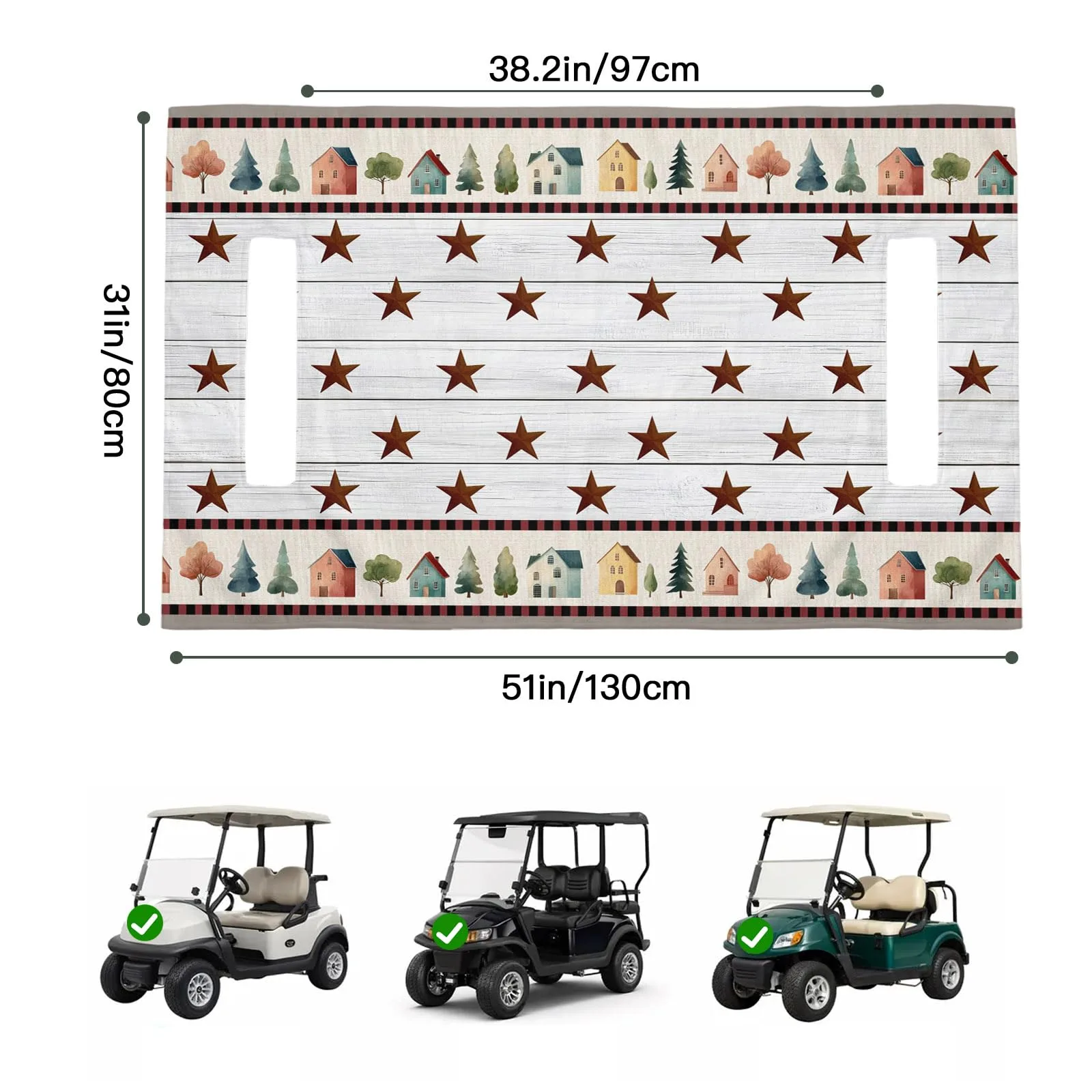 Trosturdspn Farmhouse Star 51 x 31 in Microfiber Golf Cart Seat Cover image 2
