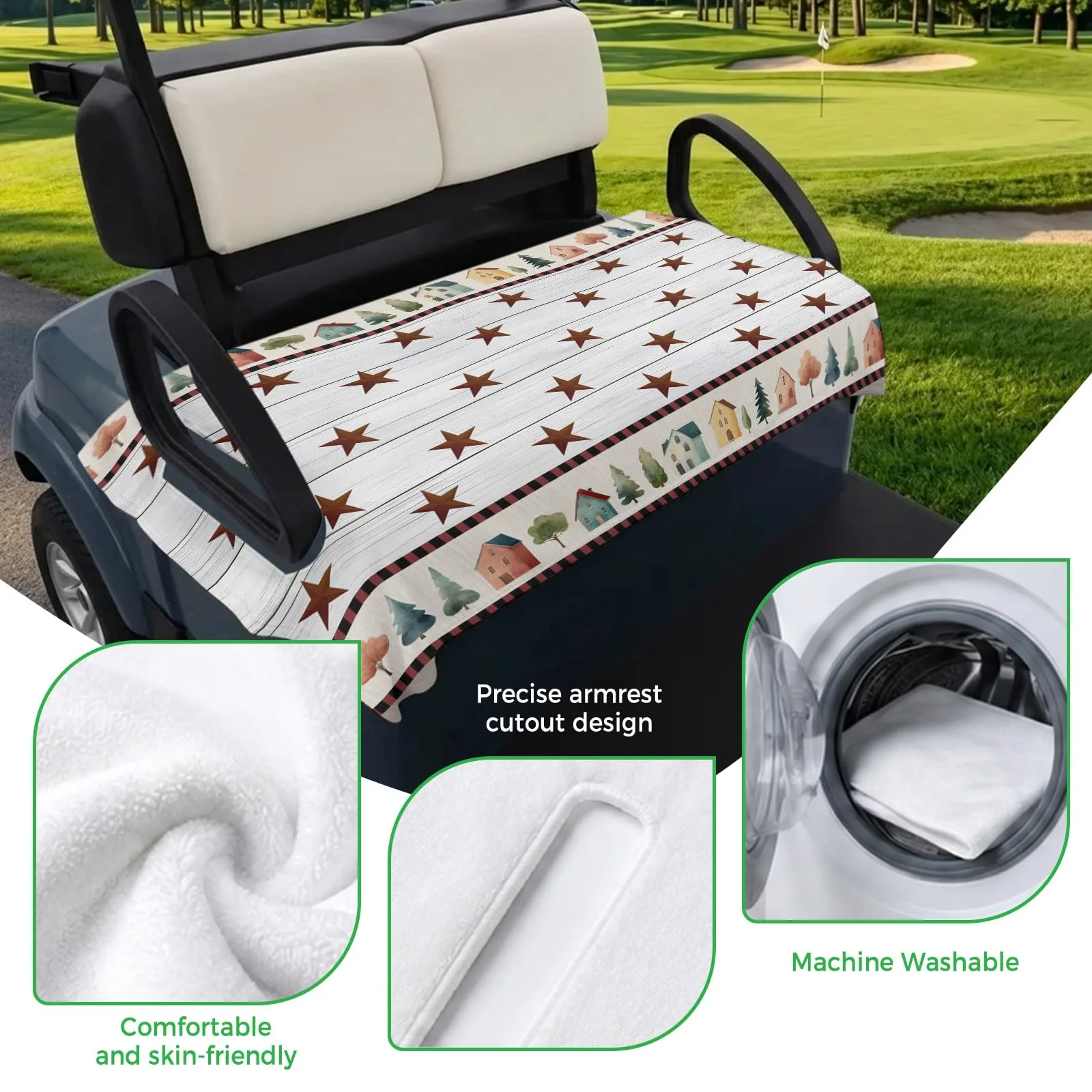 Trosturdspn Farmhouse Star 51 x 31 in Microfiber Golf Cart Seat Cover image 3