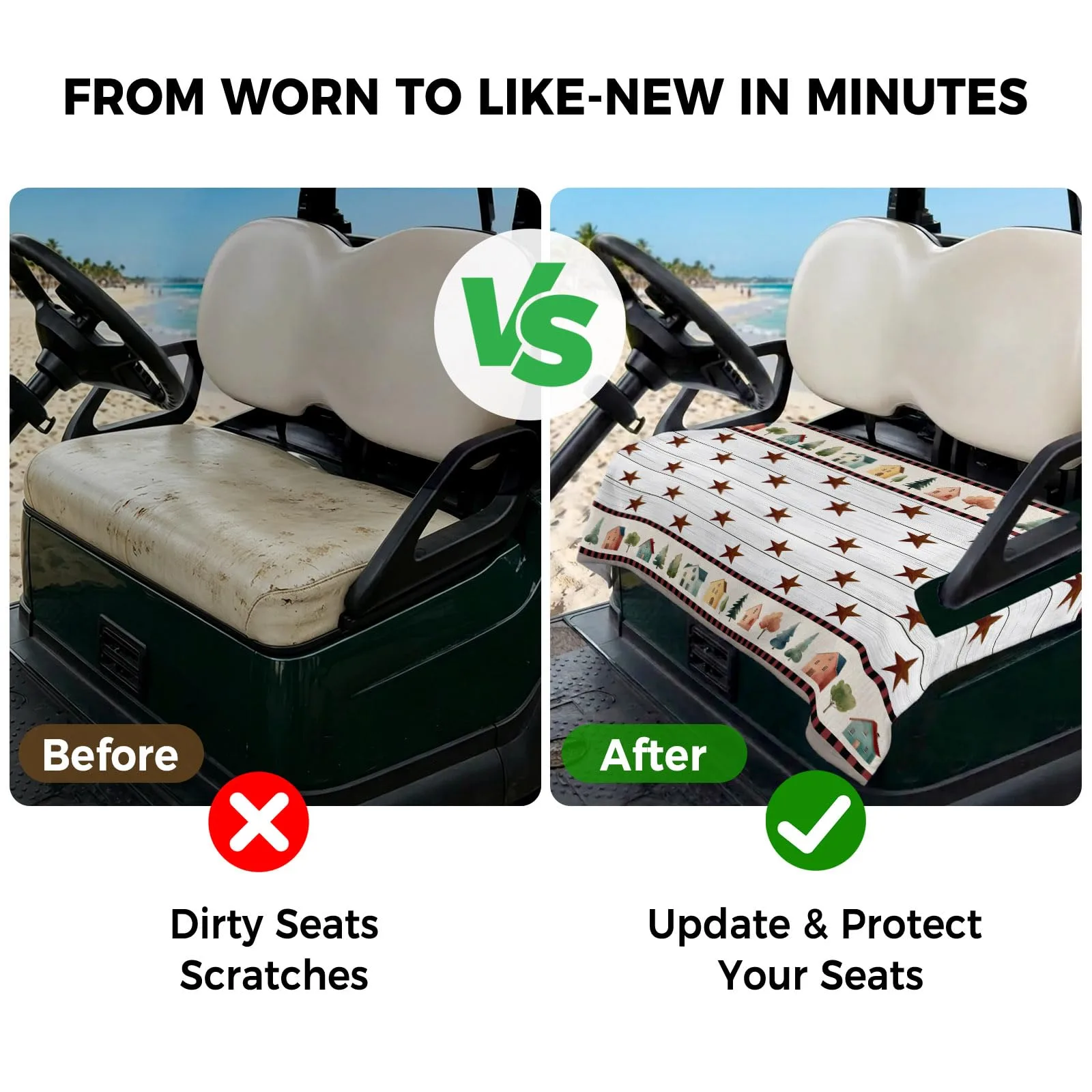 Trosturdspn Farmhouse Star 51 x 31 in Microfiber Golf Cart Seat Cover image 4