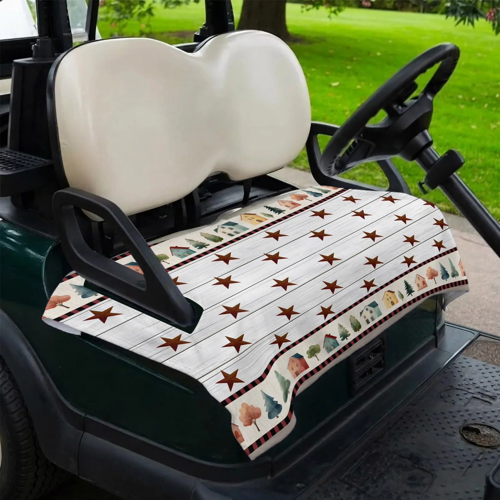 Trosturdspn Farmhouse Star 51 x 31 in Microfiber Golf Cart Seat Cover