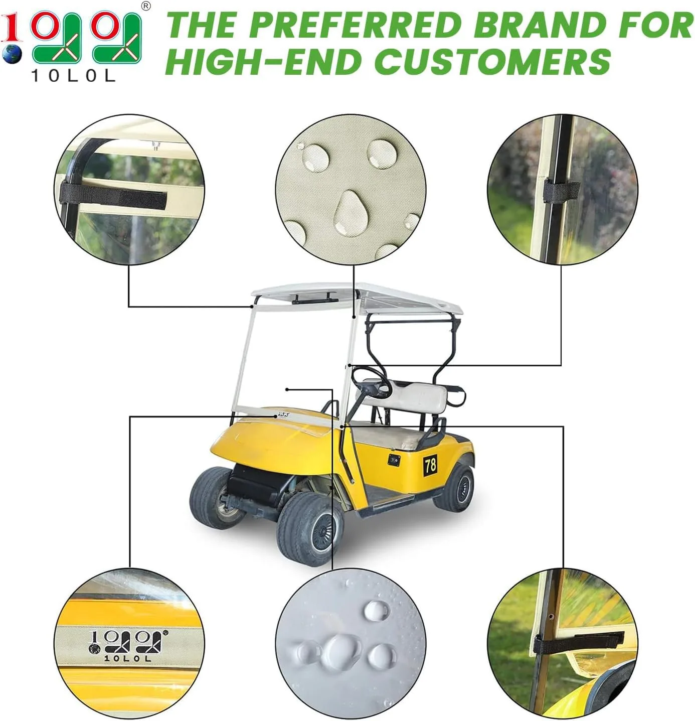 10L0L Foldable Windshield for E-Z-GO TXT Golf Carts image 2