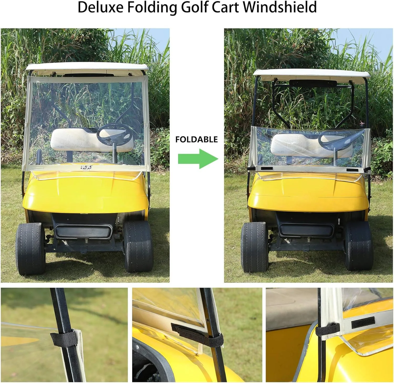 10L0L Foldable Windshield for E-Z-GO TXT Golf Carts image 3