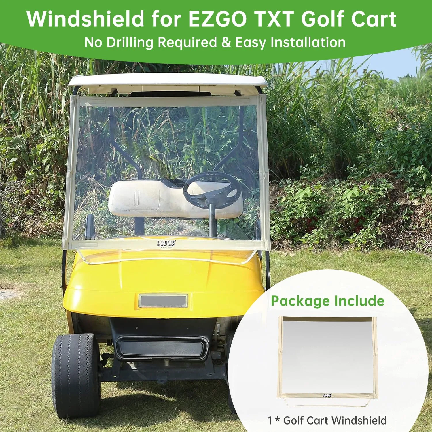 10L0L Foldable Windshield for E-Z-GO TXT Golf Carts image 4