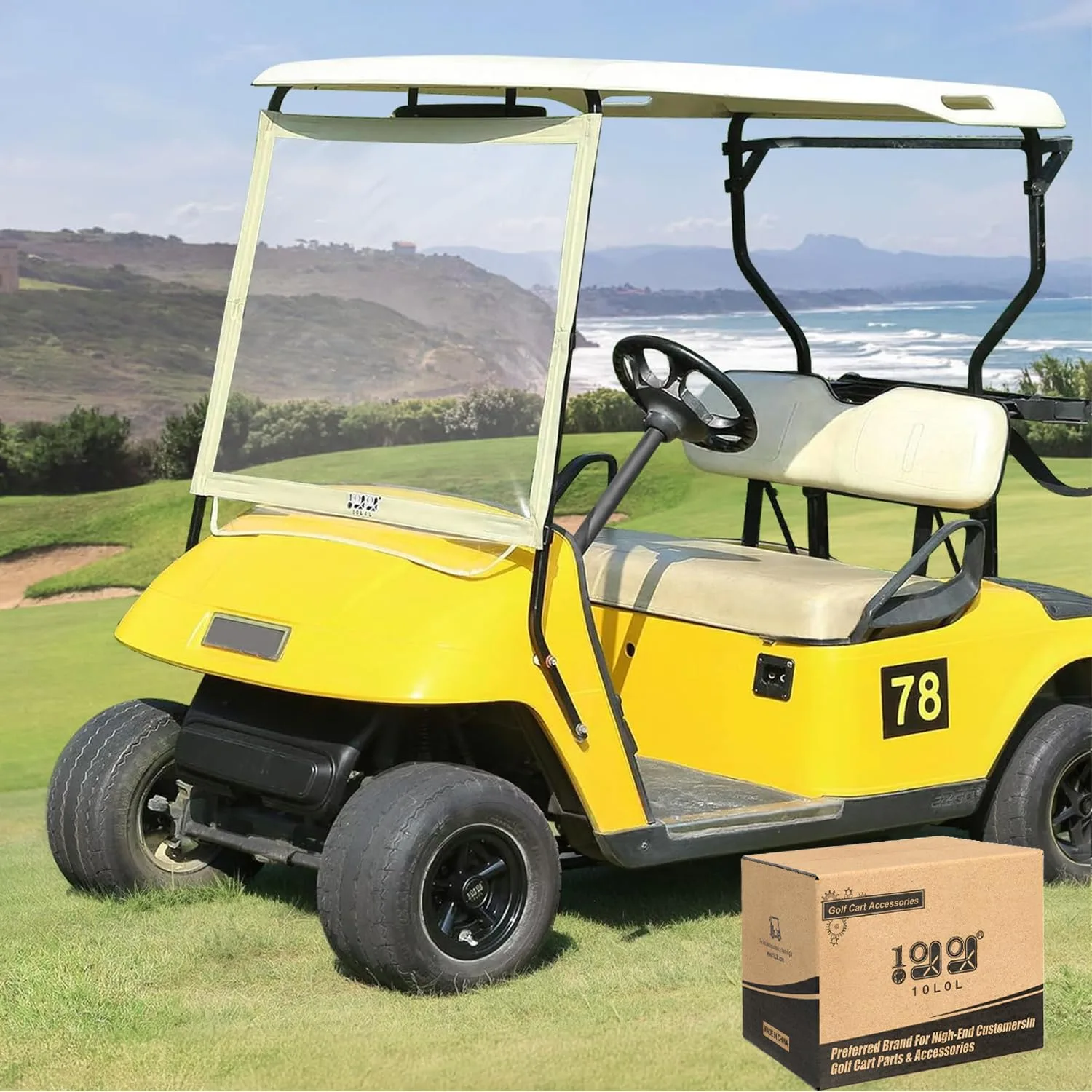 10L0L Foldable Windshield for E-Z-GO TXT Golf Carts