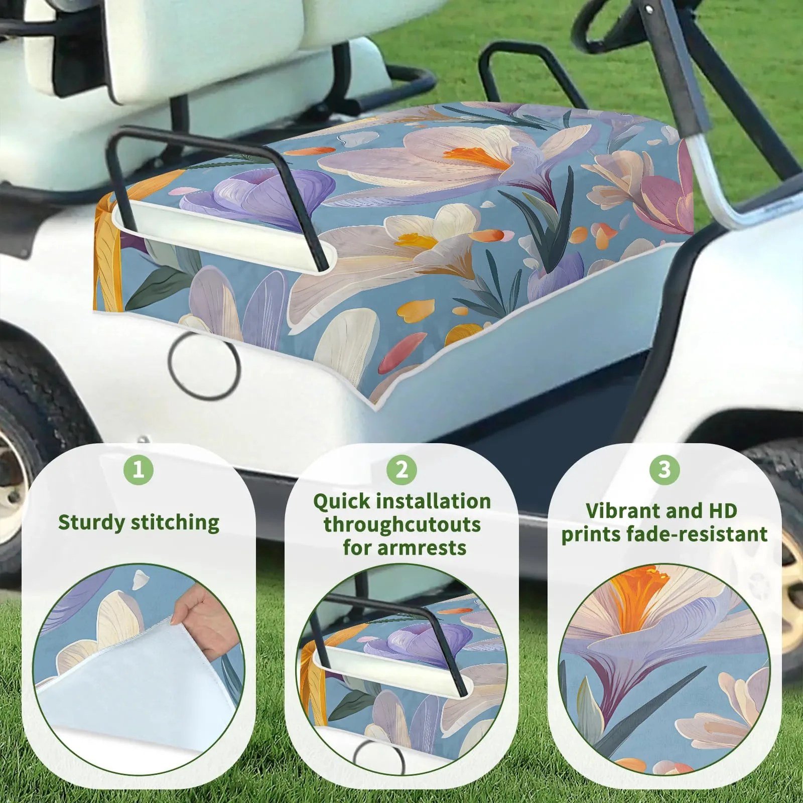 Tiveruda Golf Cart Seat Cover for Double Seats image 3