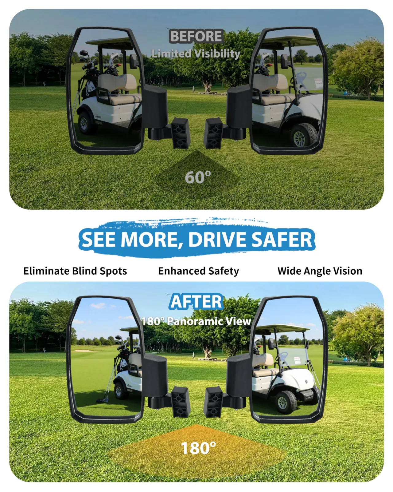 LDETXY Adjustable Golf Cart Side Mirrors LDE-041405-001 image 4