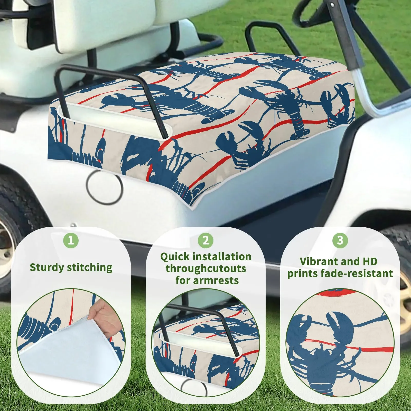 Tiveruda 51" x 31" Universal 2-Person Golf Cart Seat Cover image 3