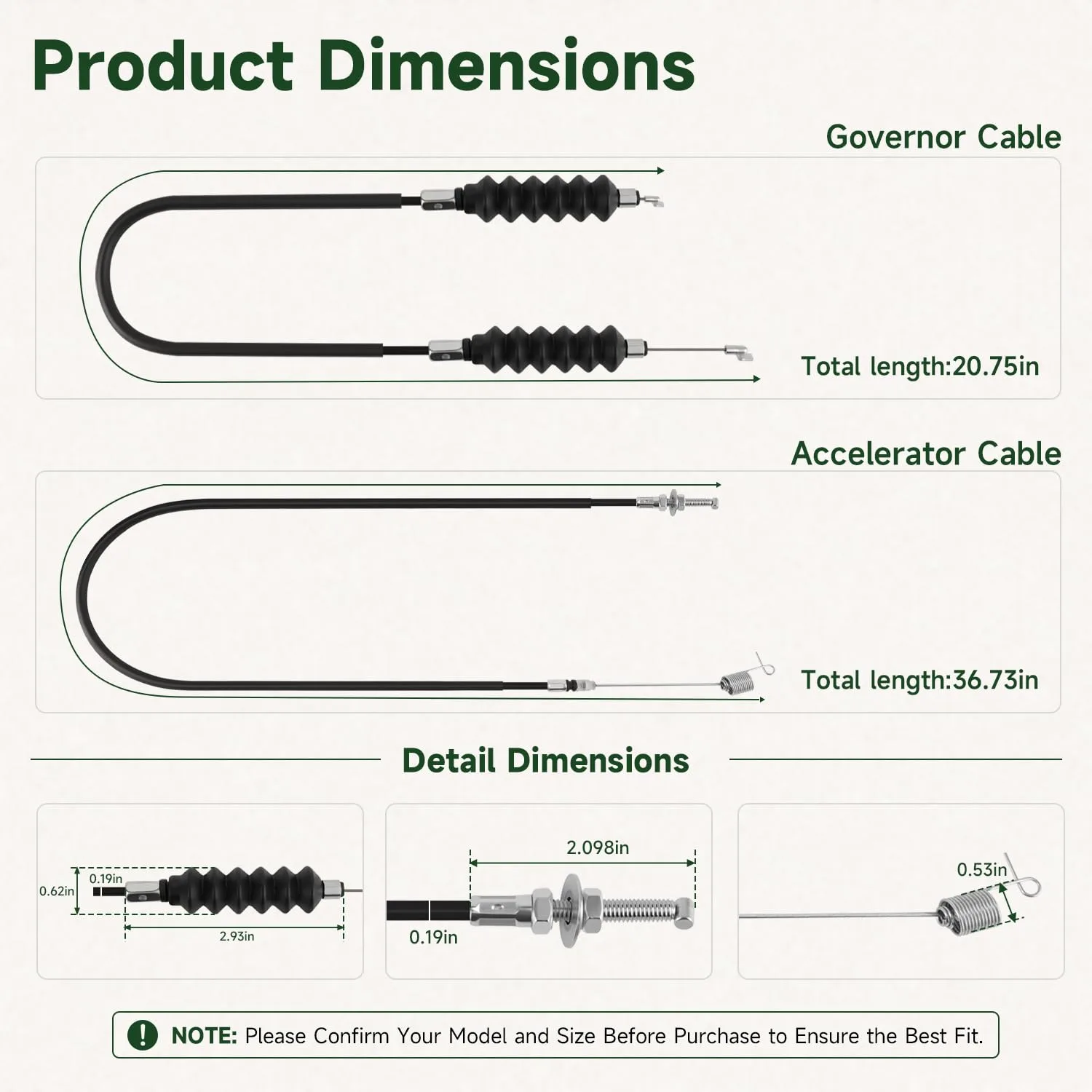 AIYOYOLIFE Governor & Accelerator Cable Kit for Club Car DS image 2