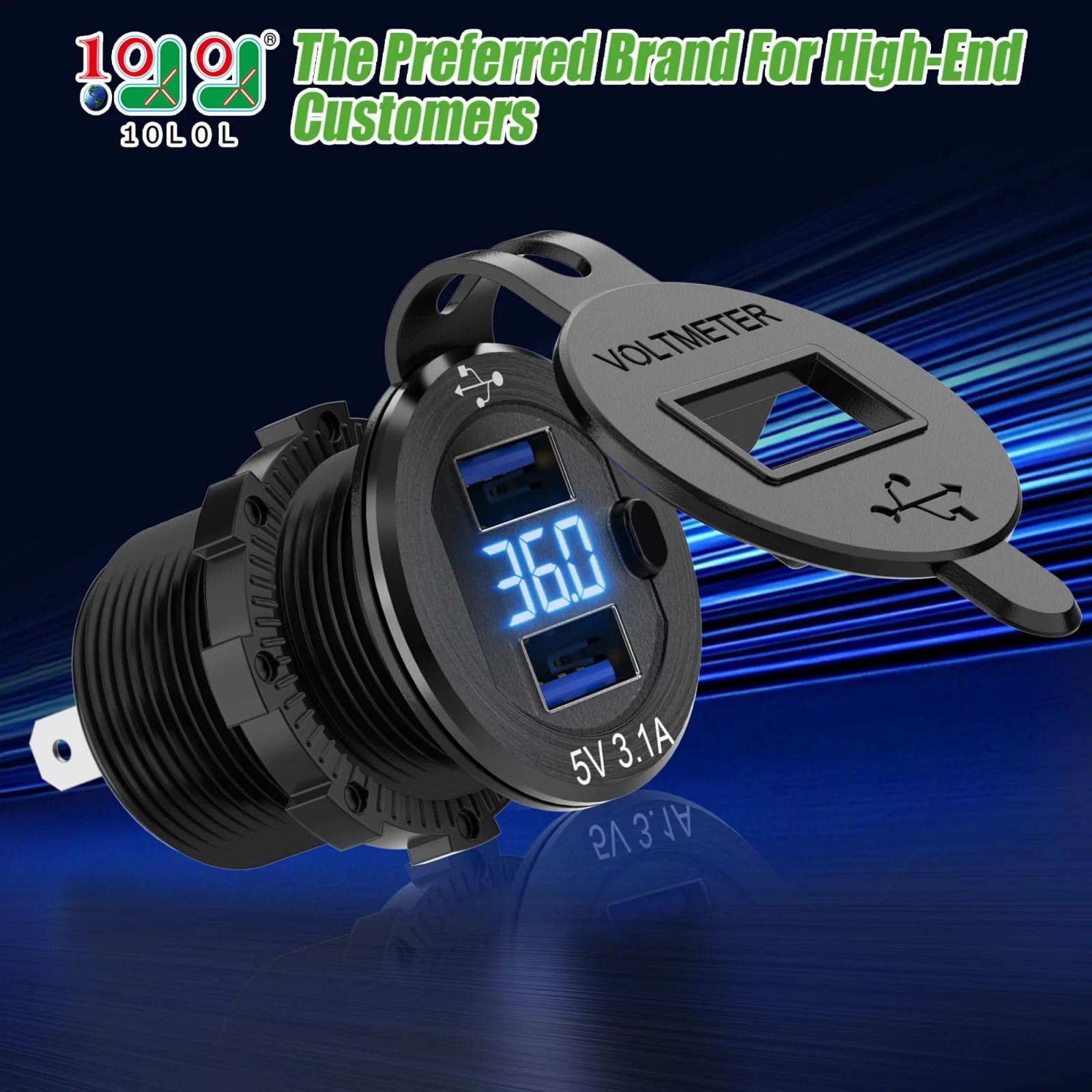 10L0L Dual-Port Golf Cart USB Outlet, 12V–60V image 2