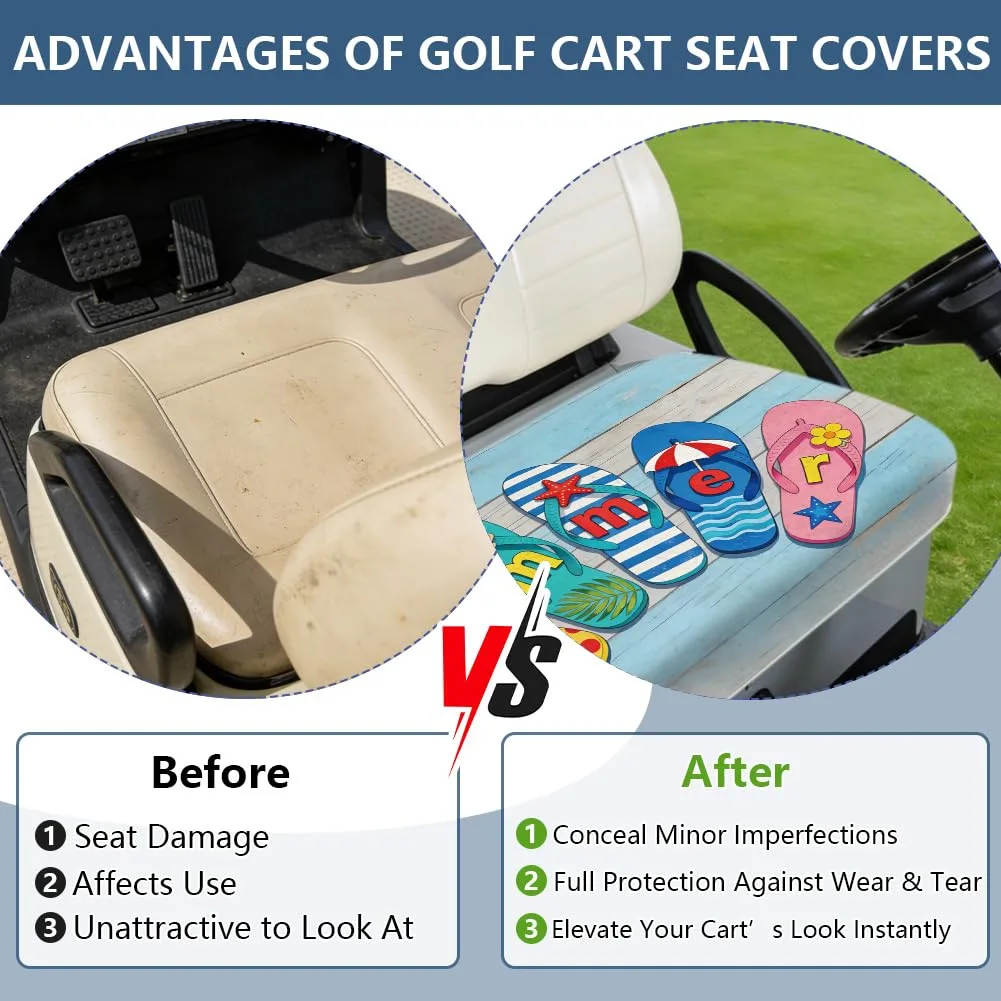 TNKBREEZE Universal Golf Cart Seat Cover, Blue and White image 3