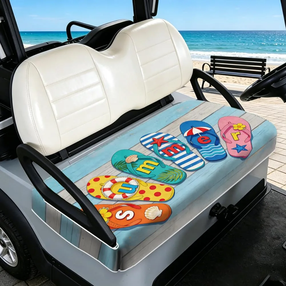 TNKBREEZE Universal Golf Cart Seat Cover, Blue and White