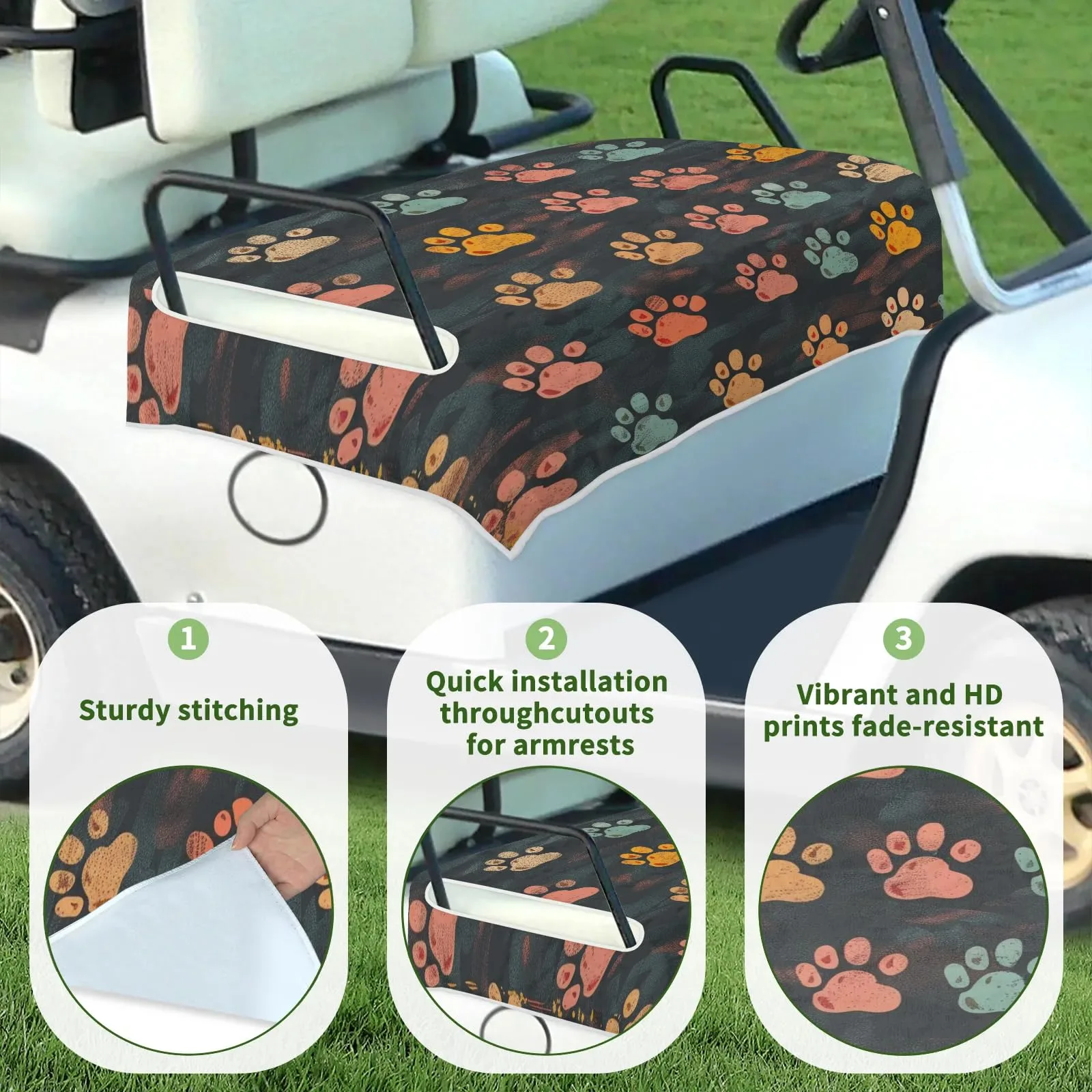 Tiveruda Golf Cart Seat Cover for Double Seats, 51 x 31 in image 3