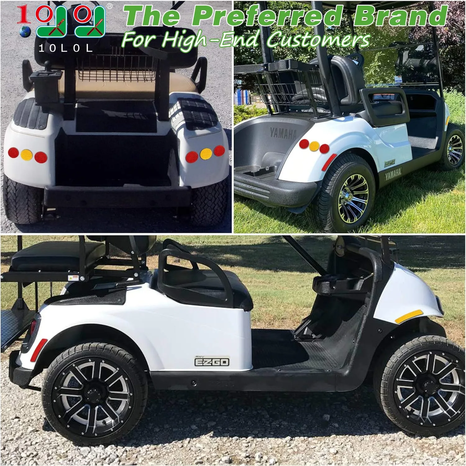 10L0L Golf Cart Reflector Stickers for Club Car, Yamaha & E-Z-GO image 2