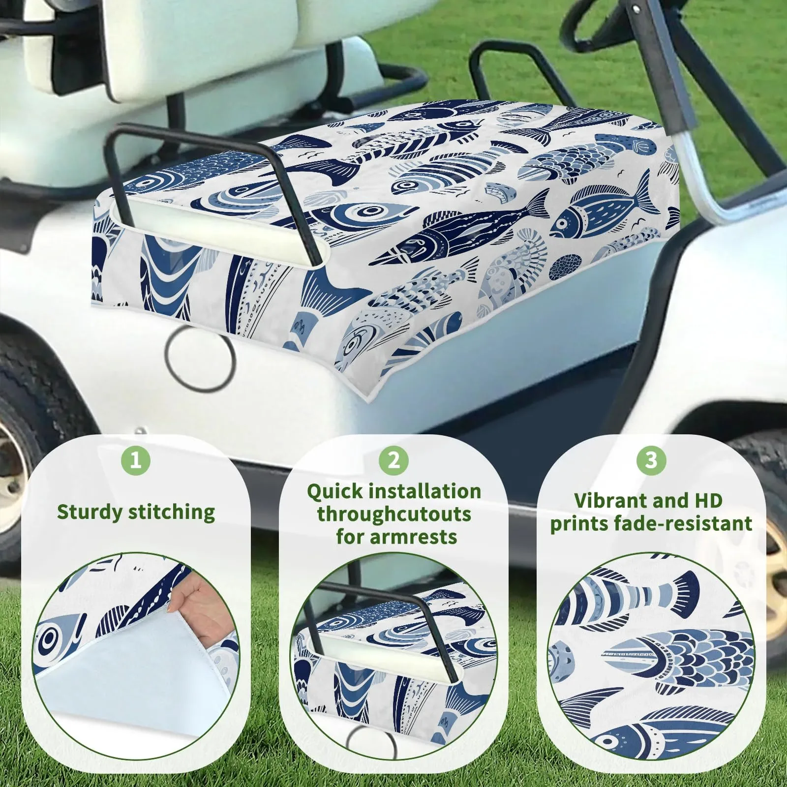 Tiveruda Colorful Fish Golf Cart Seat Cover 51 x 31 in image 3