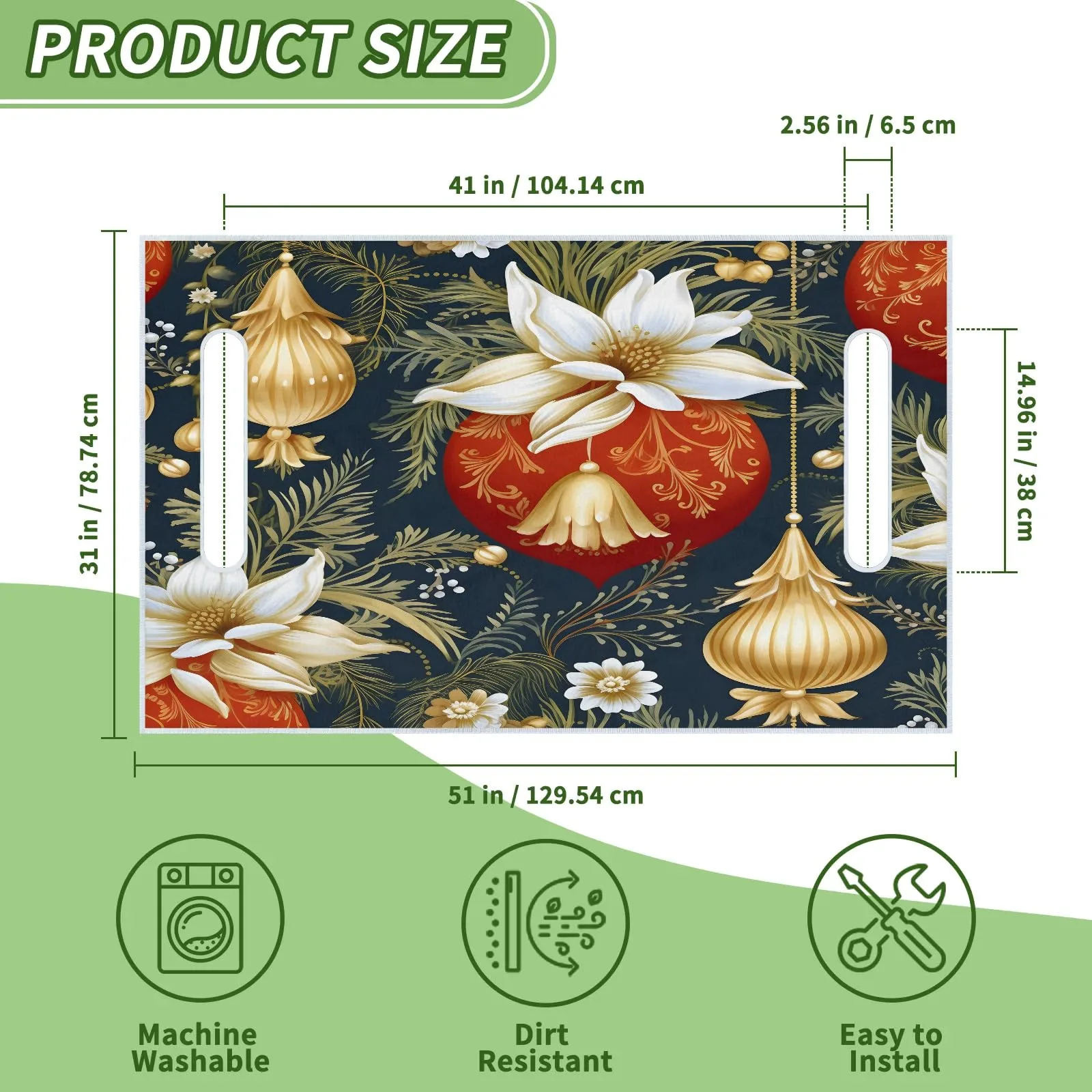 Tiveruda Christmas Lily Golf Cart Seat Cover 51 x 31 in image 2