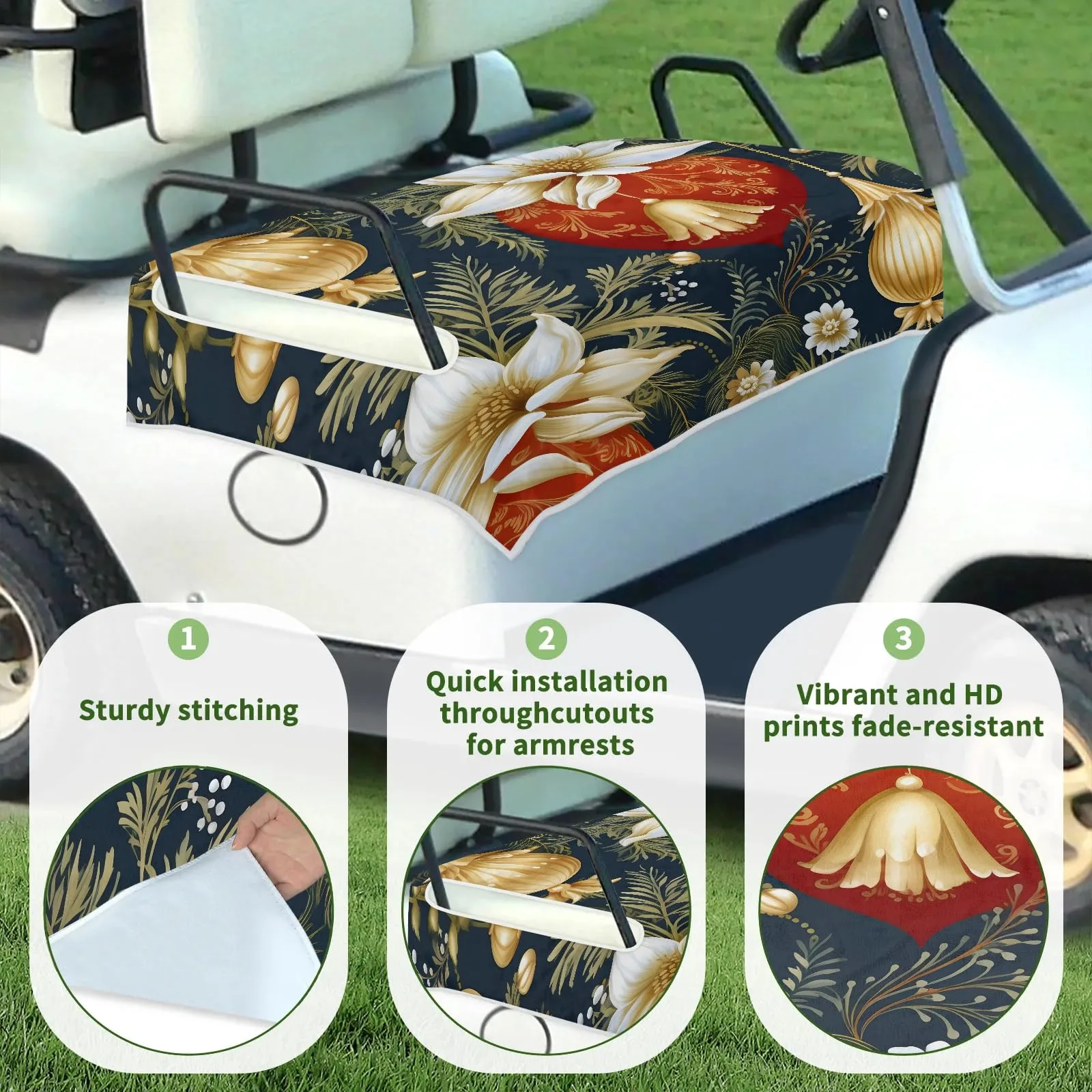 Tiveruda Christmas Lily Golf Cart Seat Cover 51 x 31 in image 3