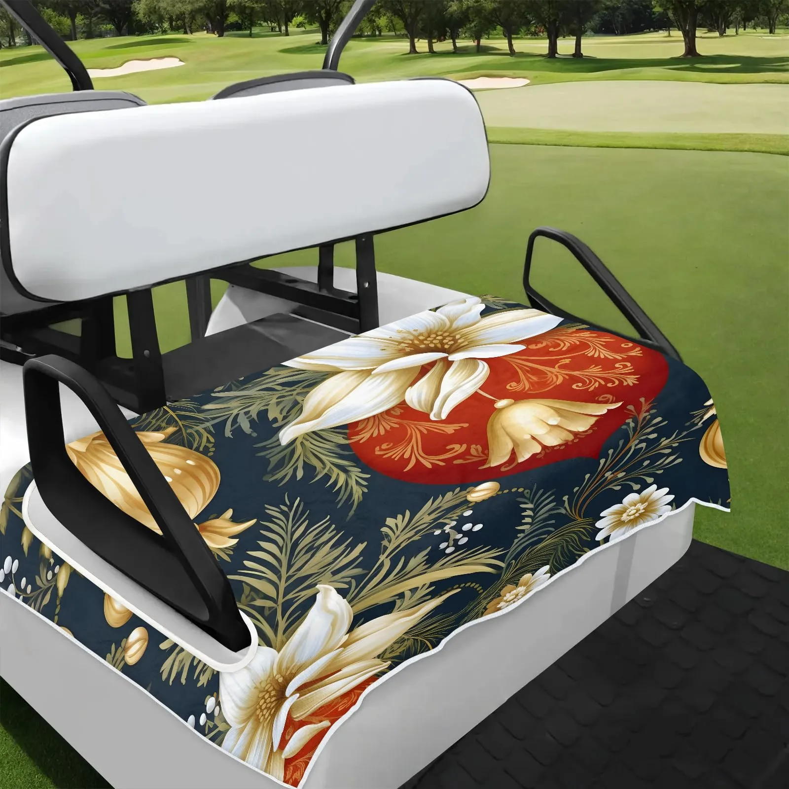 Tiveruda Christmas Lily Golf Cart Seat Cover 51 x 31 in