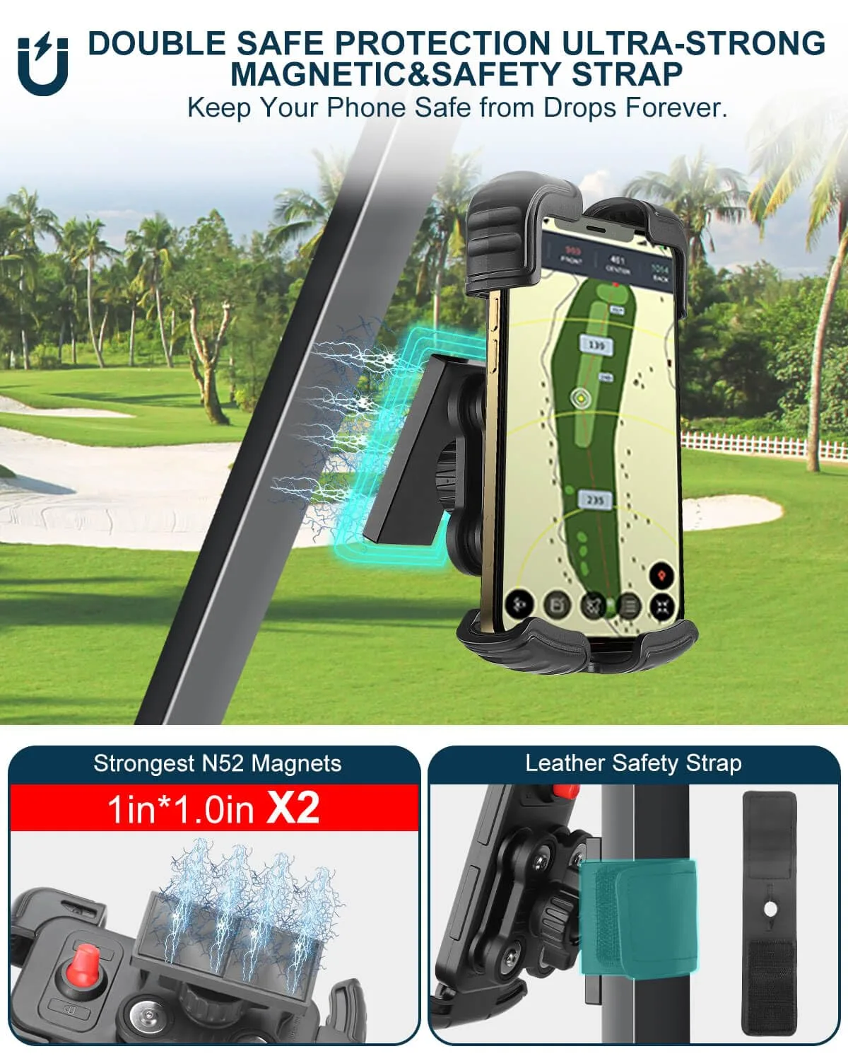 LEAPGOMAX Magnetic Golf Cart Phone Holder Mount image 4