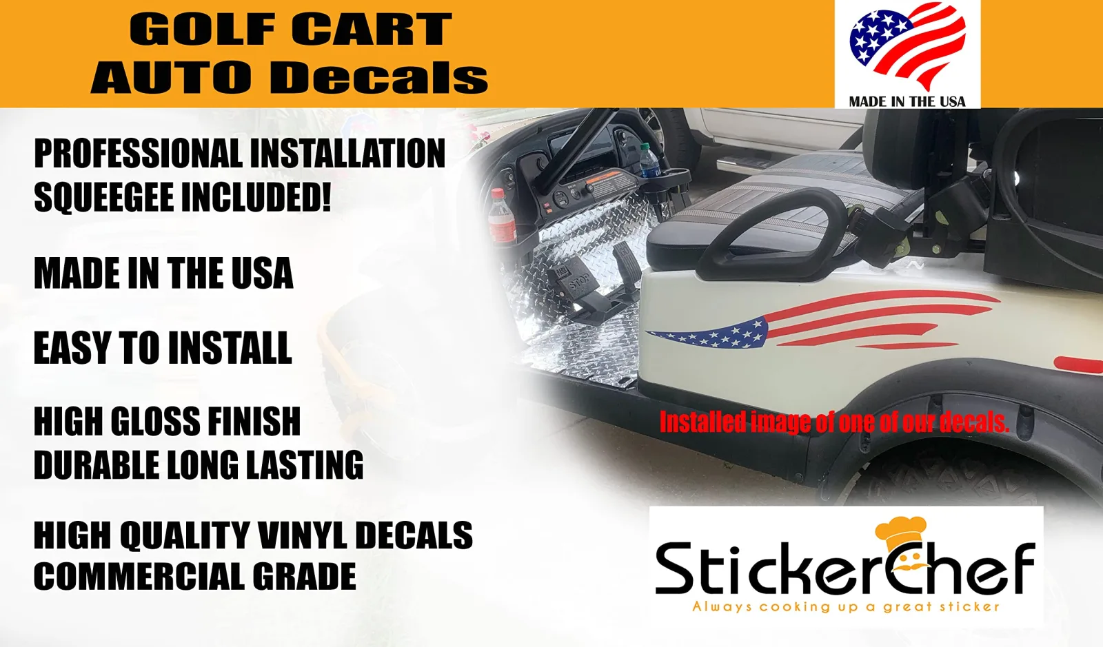 Generic HF01 Golf Cart Vinyl Decal Graphics Set image 2
