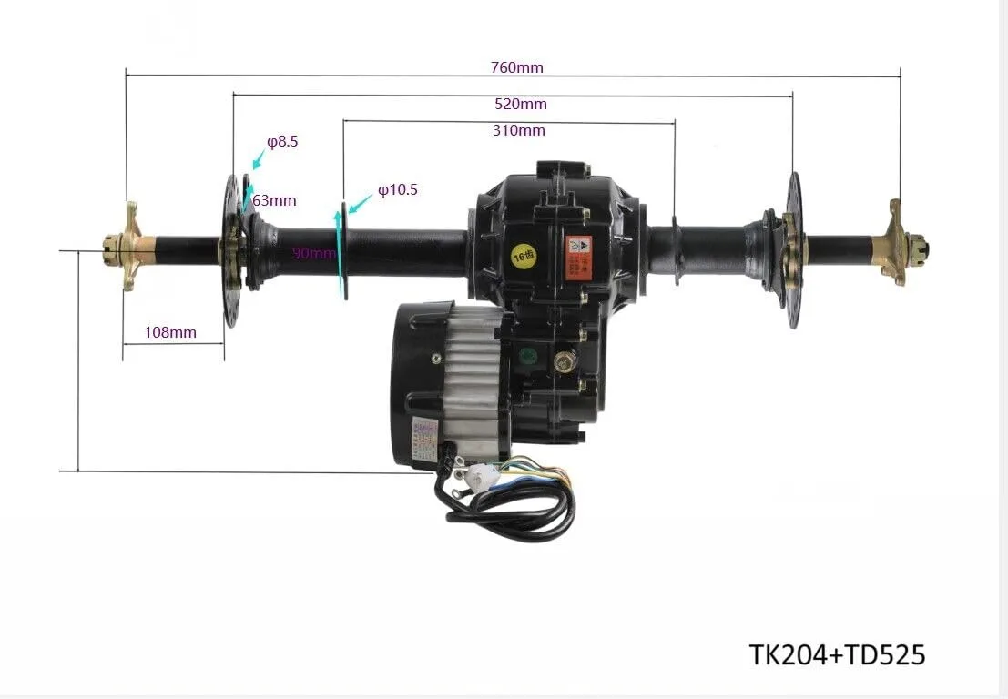 YC Yier 48V 1000W Motor & 30" (760mm) Rear Axle Go-Kart Kit image 2