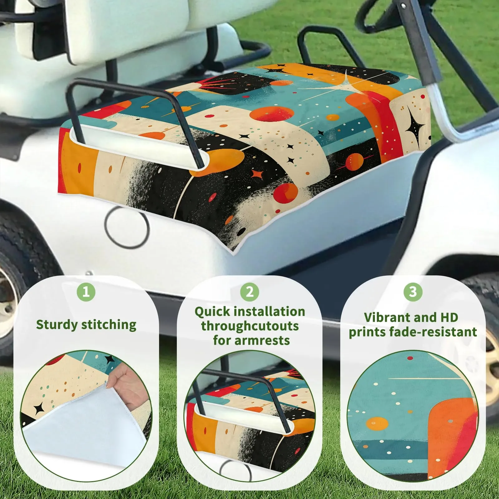 Tiveruda Golf Cart Seat Cover for Double Seats image 3