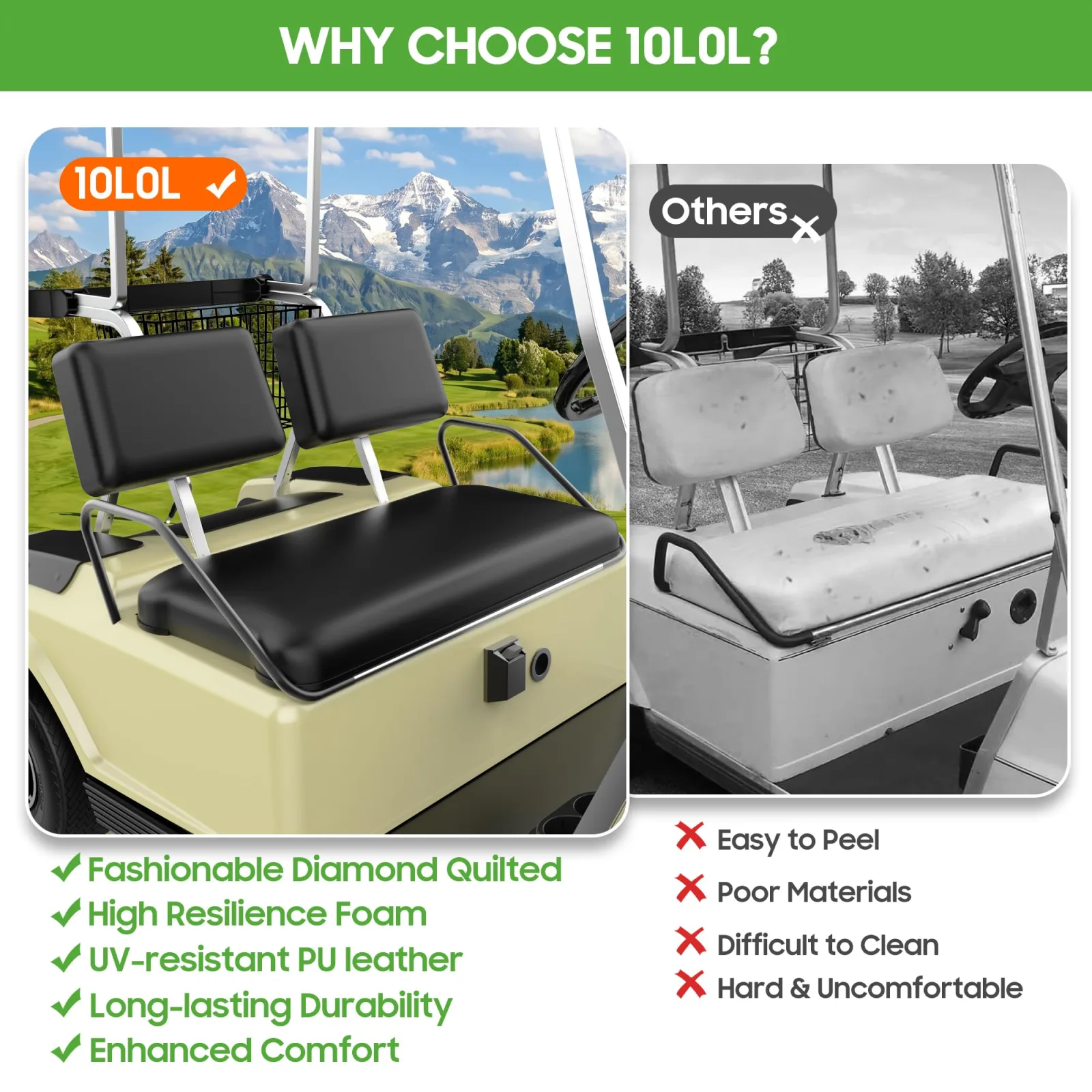10L0L Front Seat Covers for Club Car DS and Yamaha G22 image 4