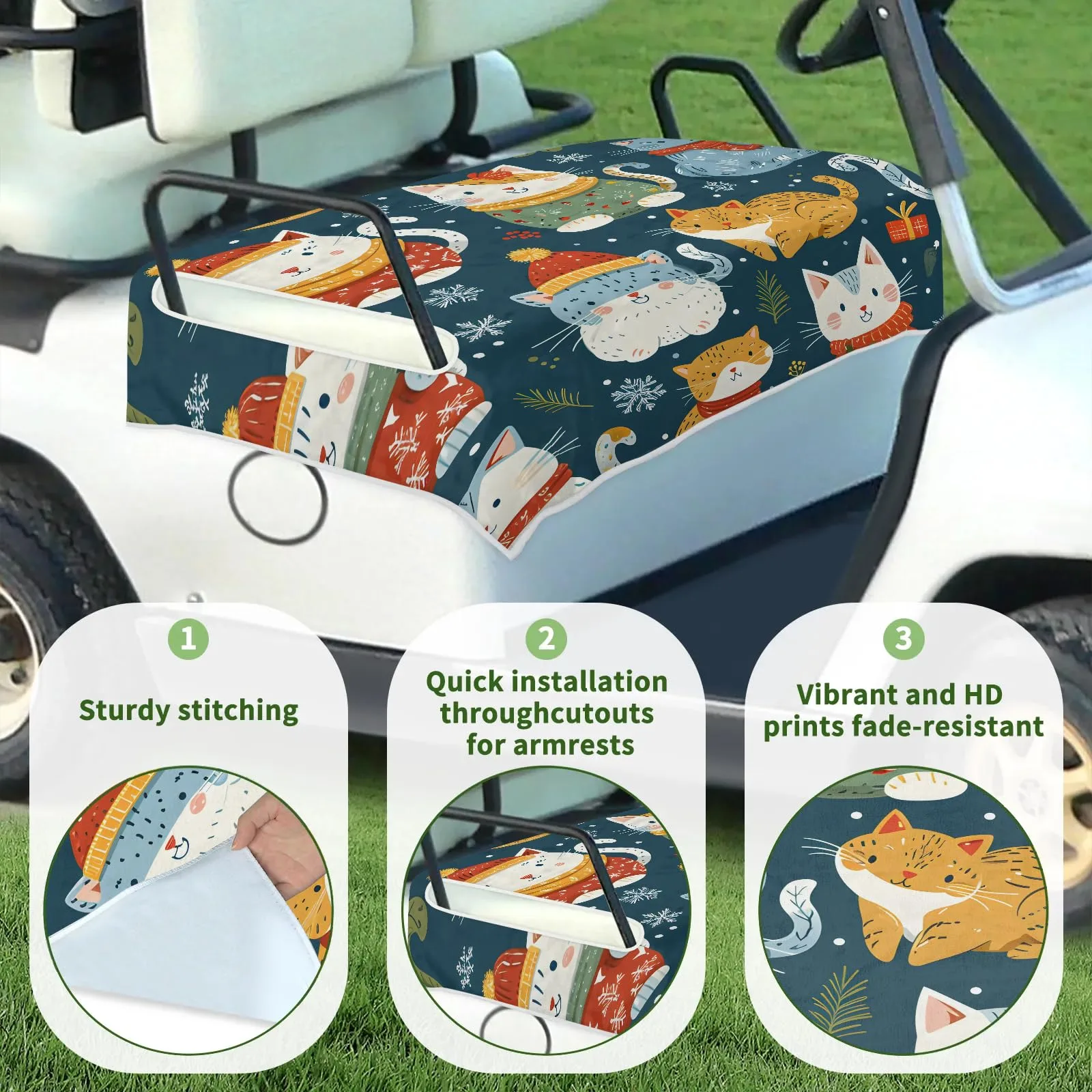 Tiveruda Golf Cart Seat Cover for Double Seats image 3