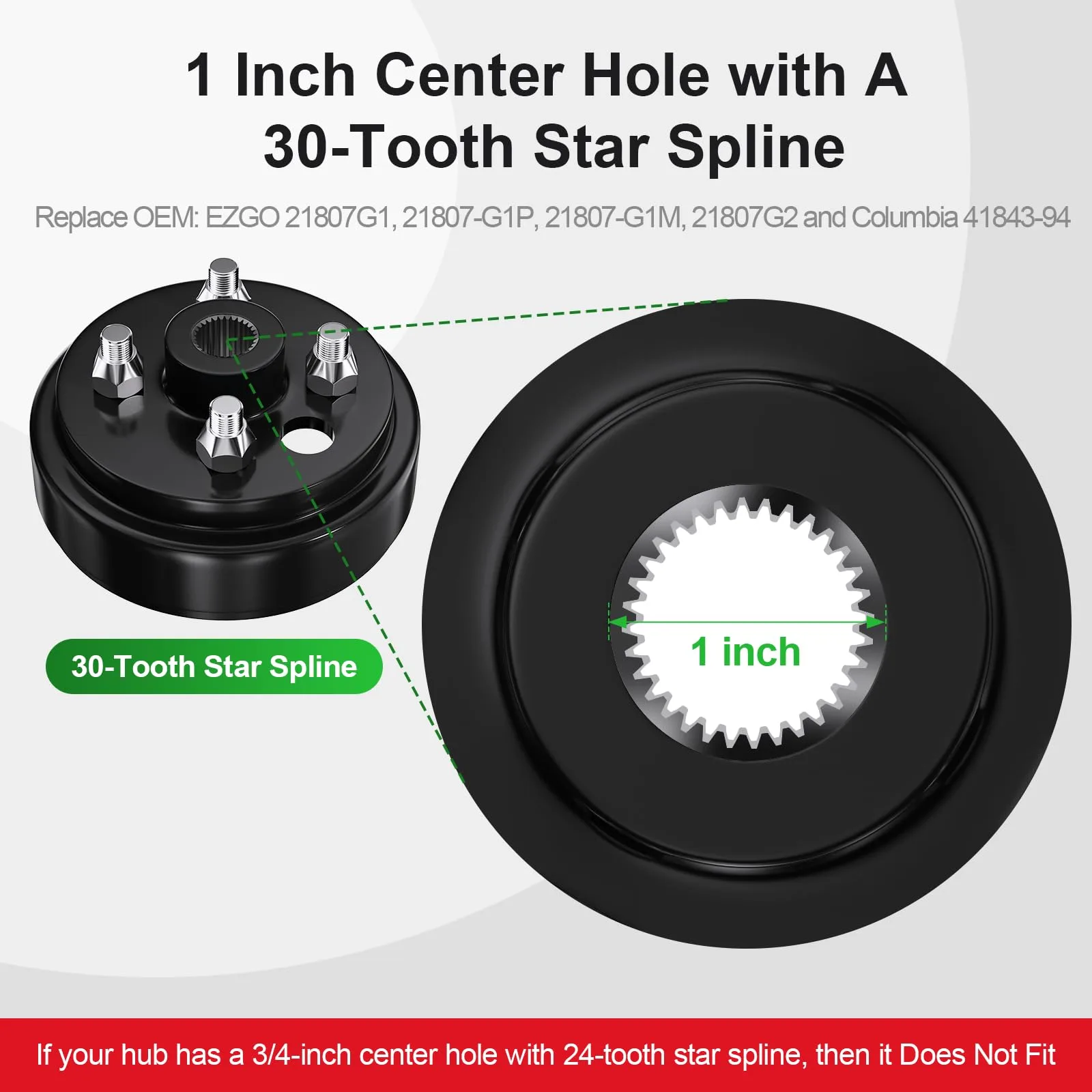 Rzcazzide Brake Drum 21807-G1/G2 — 1 in. 30-Tooth Spline for E-Z-GO image 2
