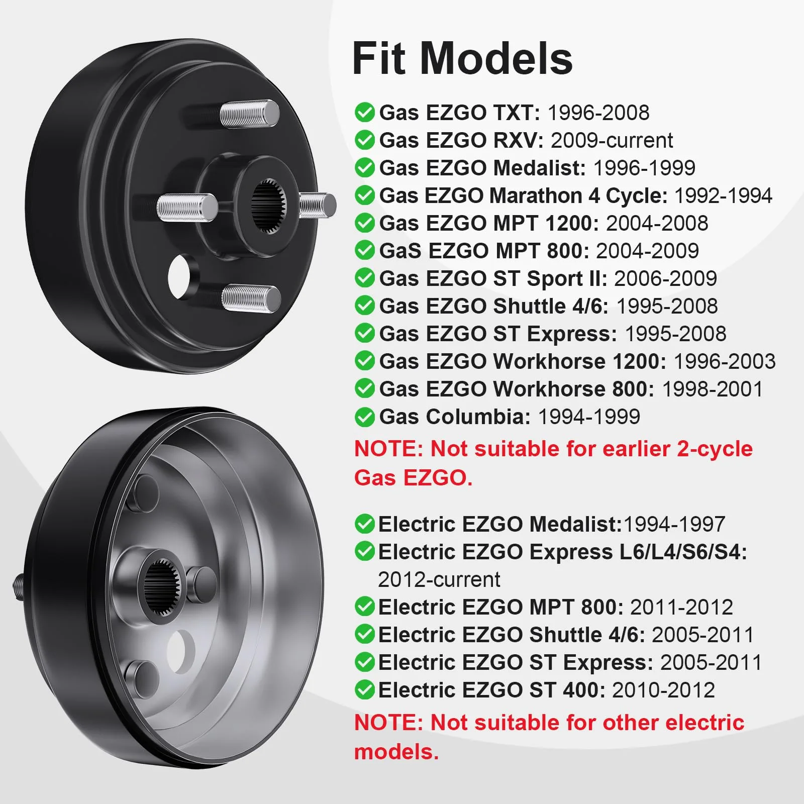 Rzcazzide Brake Drum 21807-G1/G2 — 1 in. 30-Tooth Spline for E-Z-GO image 3
