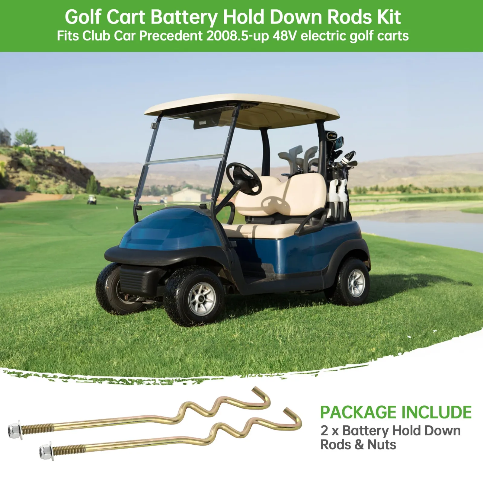 10L0L Battery Hold-Down Rods for Club Car Precedent 48V image 3