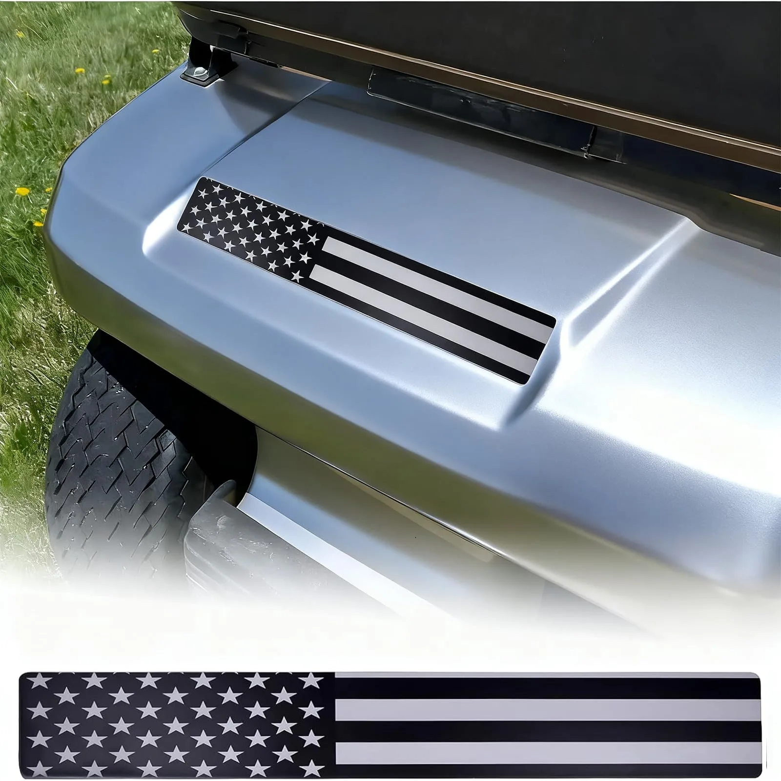 Emeland Black & Grey American Flag Front Name Plate for Club Car DS & Carryall - Part 01 image 2