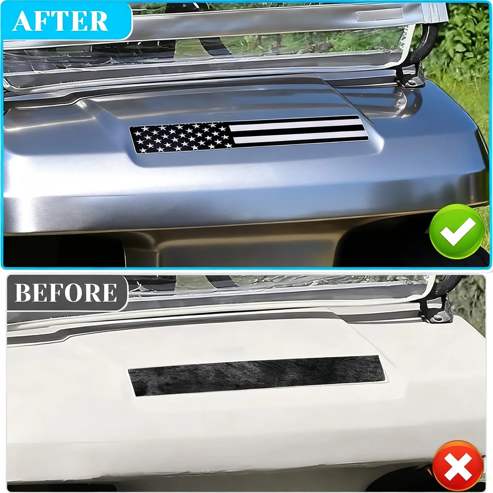 Emeland Black & Grey American Flag Front Name Plate for Club Car DS & Carryall - Part 01 image 3