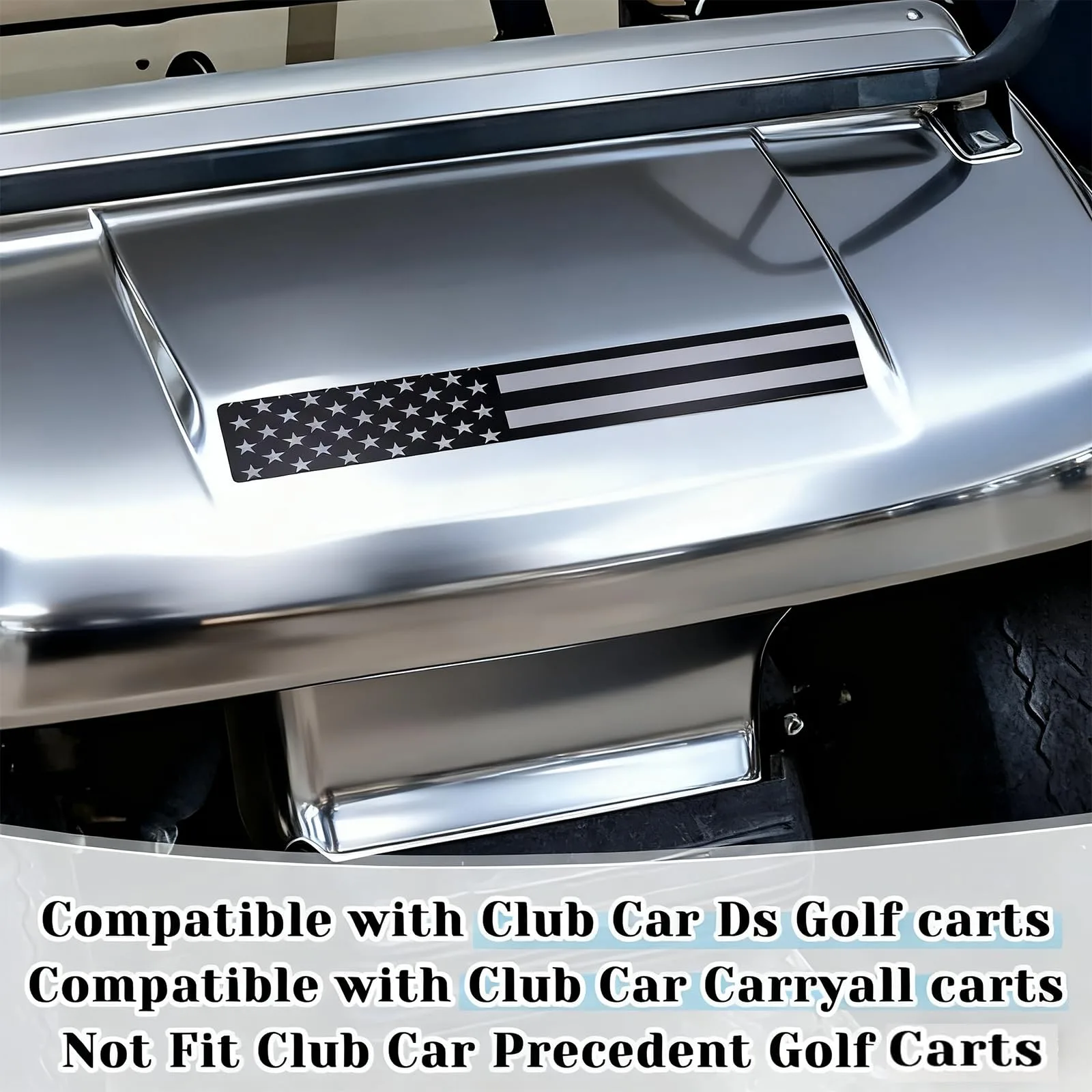 Emeland Black & Grey American Flag Front Name Plate for Club Car DS & Carryall - Part 01 image 4