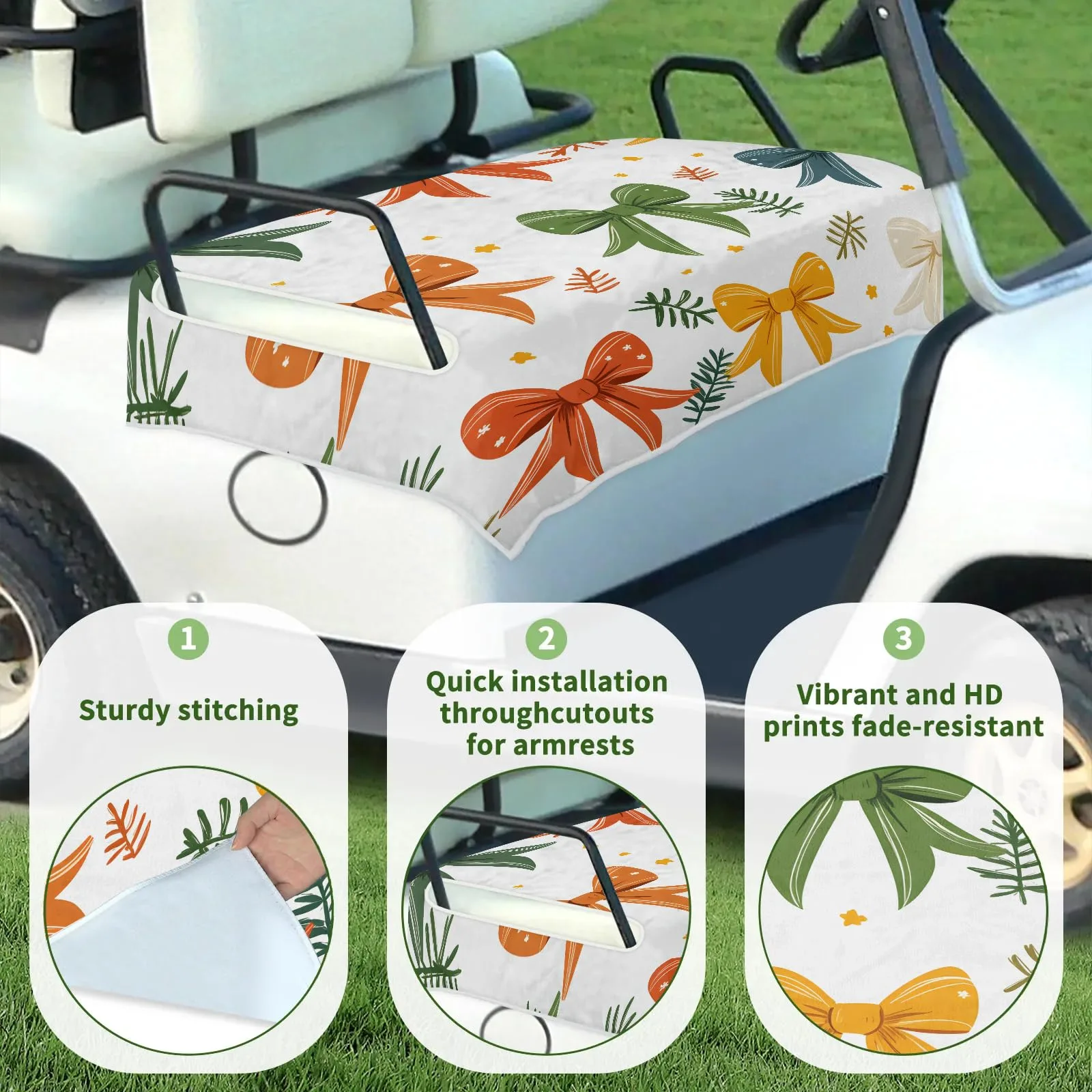 Tiveruda 51 x 31 in Golf Cart Seat Cover – Polyester Double Seat image 3