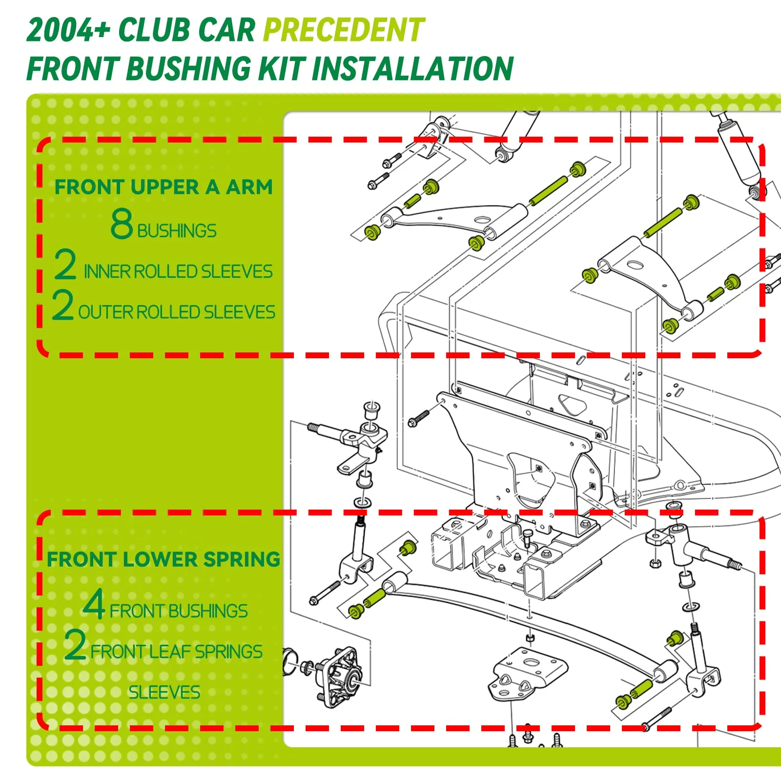 HANGKUNNEE Club Car Precedent Suspension Bushing Kit image 3