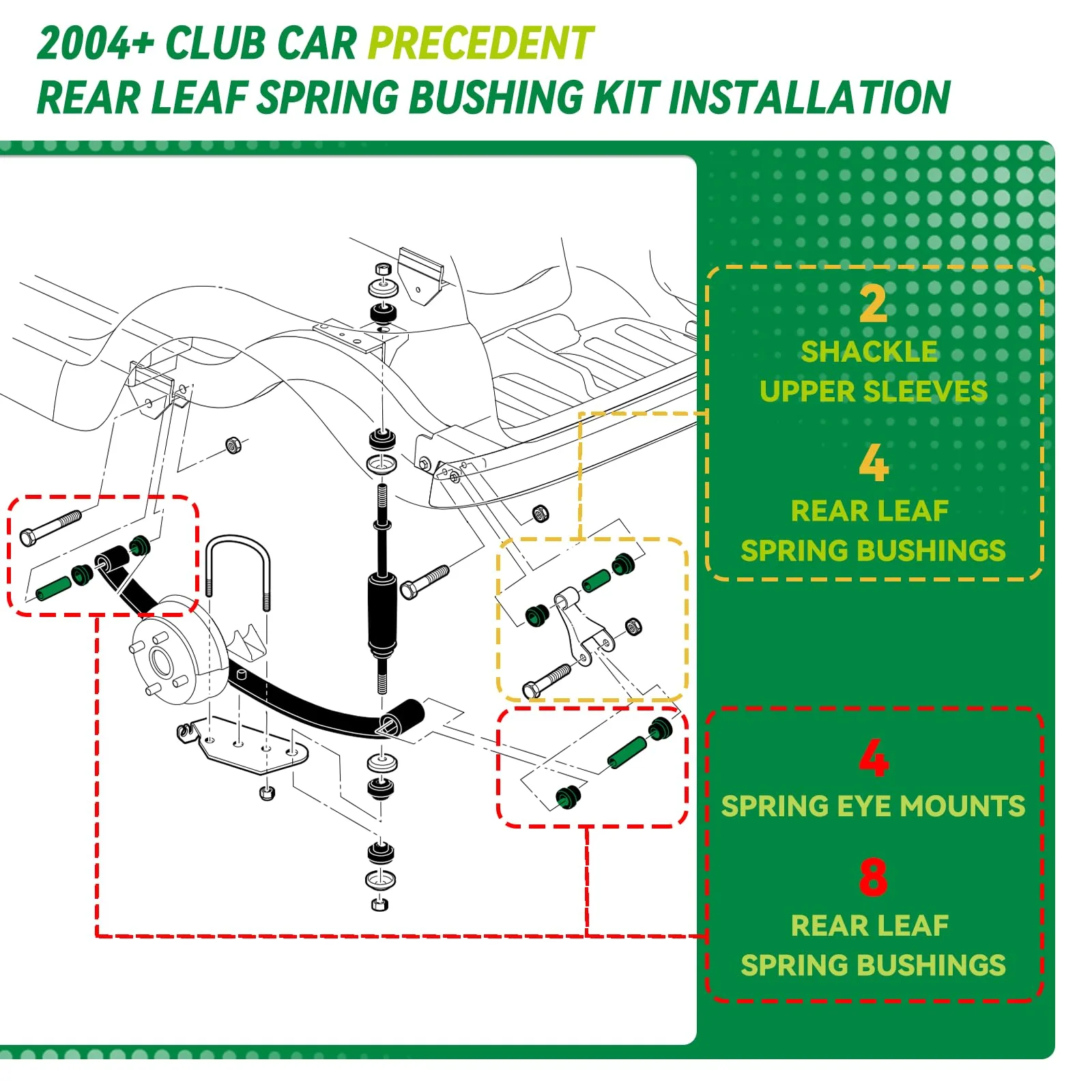 HANGKUNNEE Club Car Precedent Suspension Bushing Kit image 4