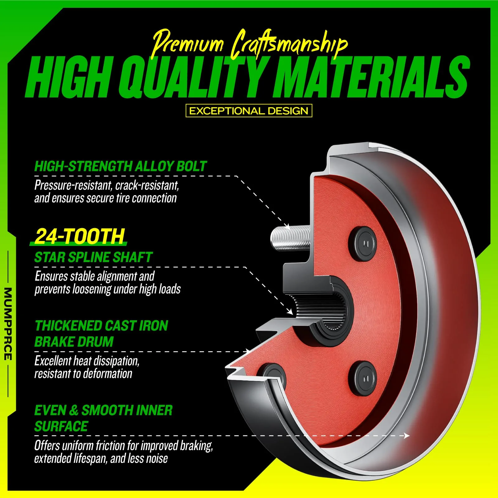MUMPPRCE Brake Drum Hub Assembly 19186G1P for E-Z-GO TXT PDS image 2