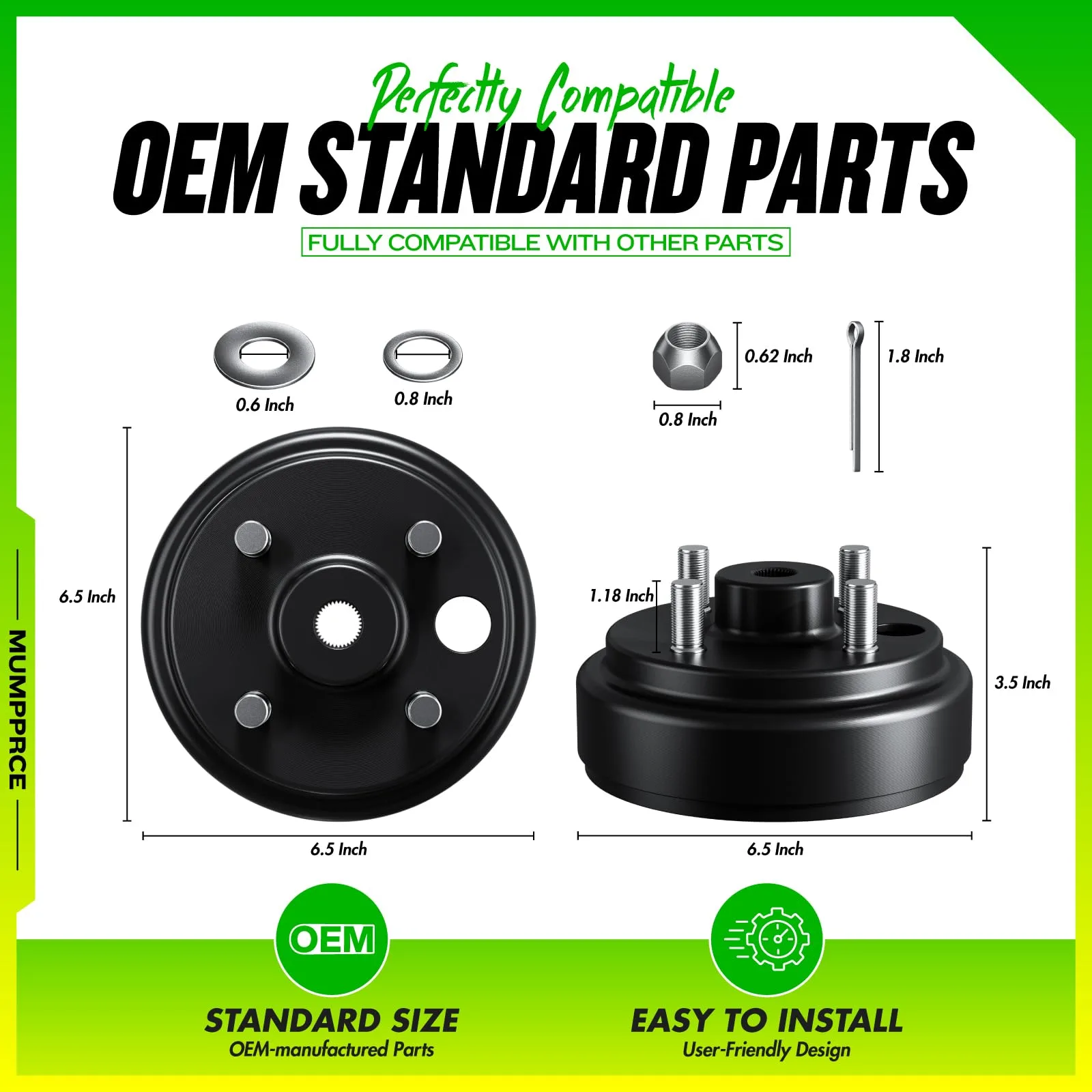 MUMPPRCE Brake Drum Hub Assembly 19186G1P for E-Z-GO TXT PDS image 4